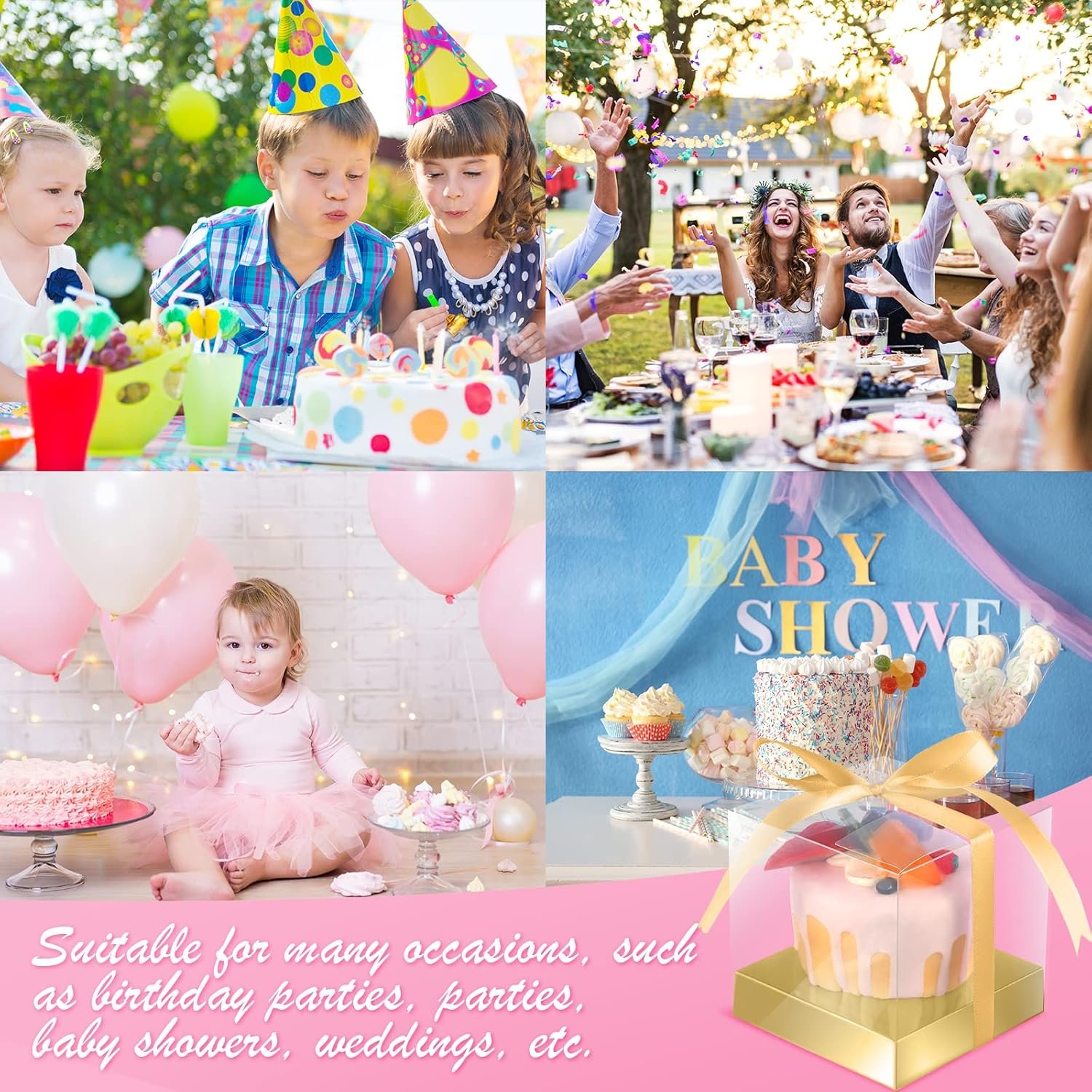 Wholesale 50 Clear Individual 3.5-Inch Cupcake Boxes Plastic Single Containers with Inserts and Ribbon for Cake Storage Holders Kitchen Gold Factory