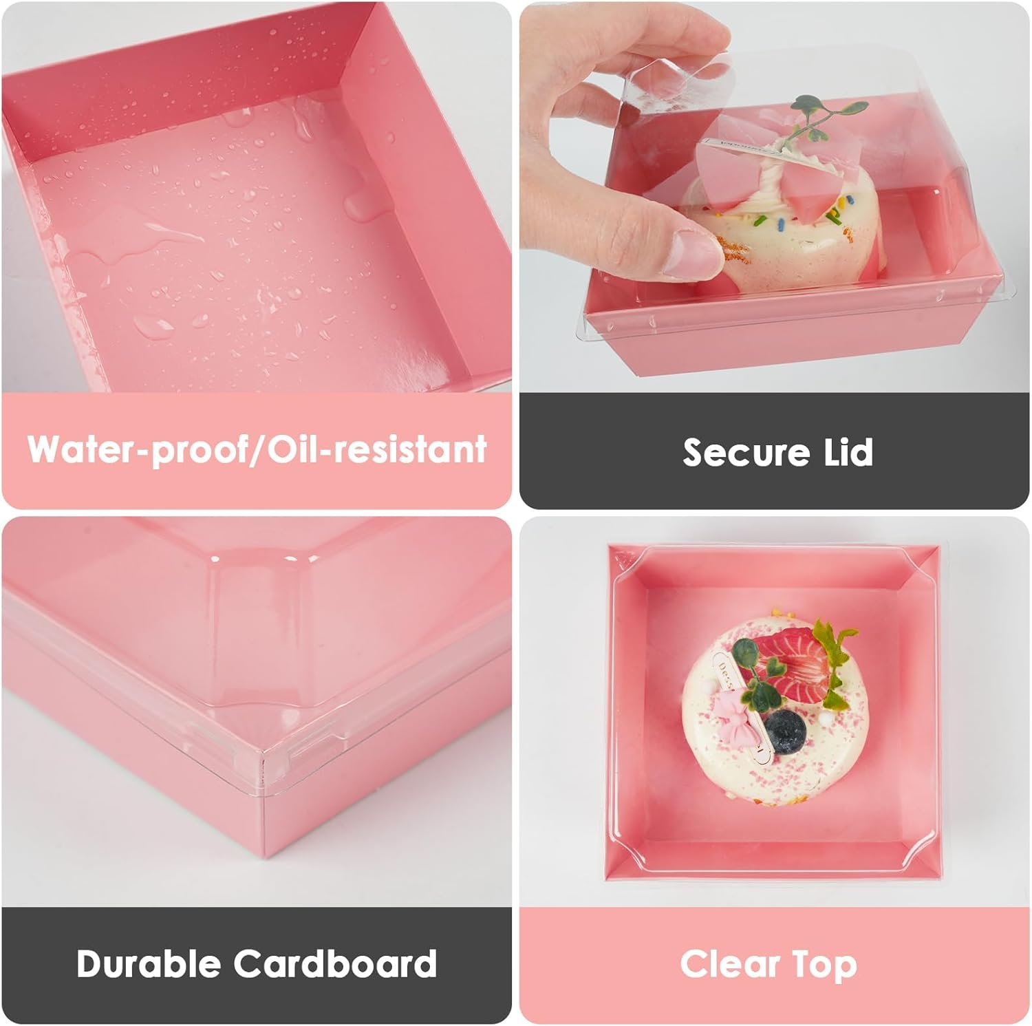 Wholesale 50 Pack 4-Inch Pink Oil-Proof Kraft Paper Charcuterie Boxes with Clear Lids for Sandwiches Cookies Cupcakes Hot Cocoa Strawberries Factory Wholesale 50 Pack 4-Inch Pink Oil-Proof Kraft Paper Charcuterie Boxes with Clear Lids for Sandwiches Cookies Cupcakes Hot Cocoa Strawberries Factory