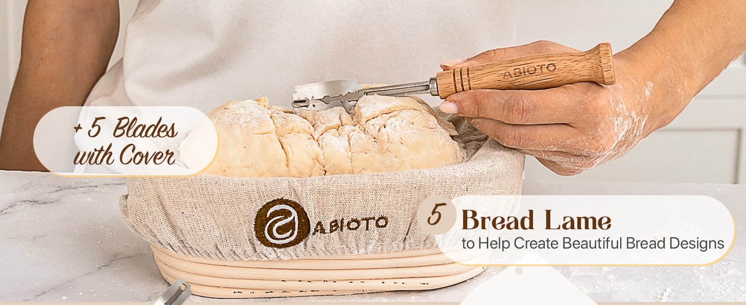 OEM Banneton Bread Proofing Basket Set Complete Sourdough Starter Kit with Lame Danish Whisk Bowl Dough Scraper 2 Slings Baking Mat Factory