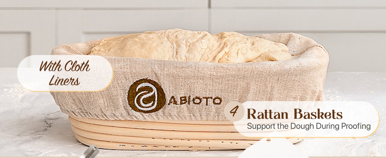 OEM Banneton Bread Proofing Basket Set Complete Sourdough Starter Kit with Lame Danish Whisk Bowl Dough Scraper 2 Slings Baking Mat Factory