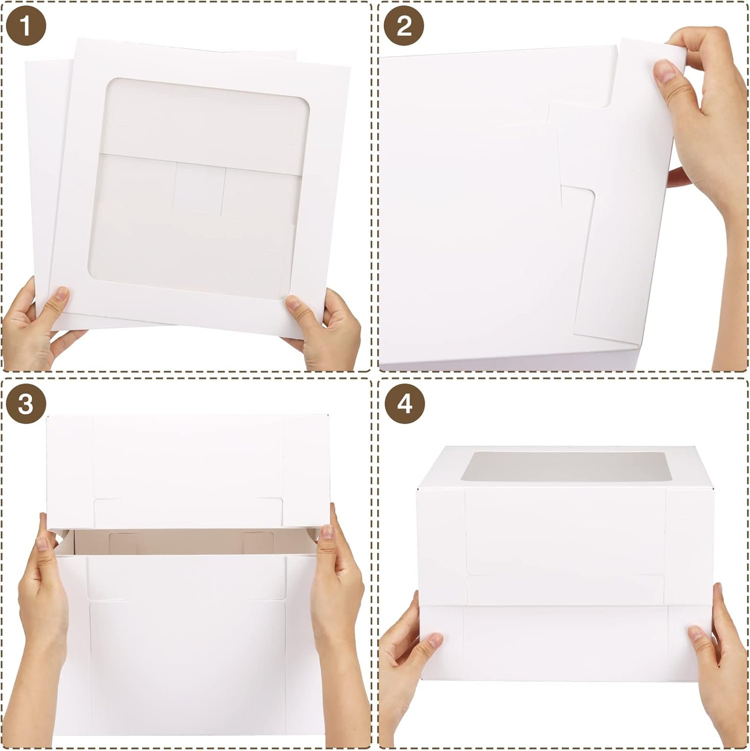 Wholesale 10pcs 12x12x8 Inch White Cake Boxes with Window Tall Bakery Dessert Cardboard Containers for Cakes Cupcakes Pies Donuts Cookies supplier