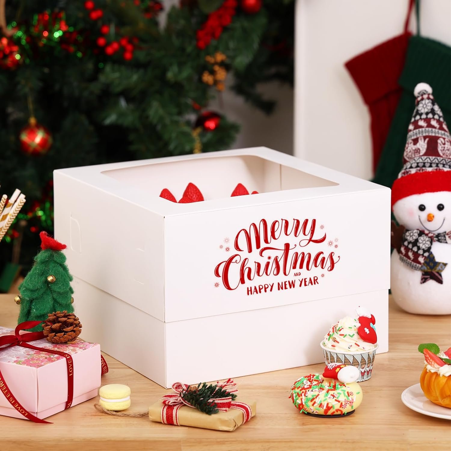 Wholesale 10pcs 12x12x8 Inch White Cake Boxes with Window Tall Bakery Dessert Cardboard Containers for Cakes Cupcakes Pies Donuts Cookies supplier