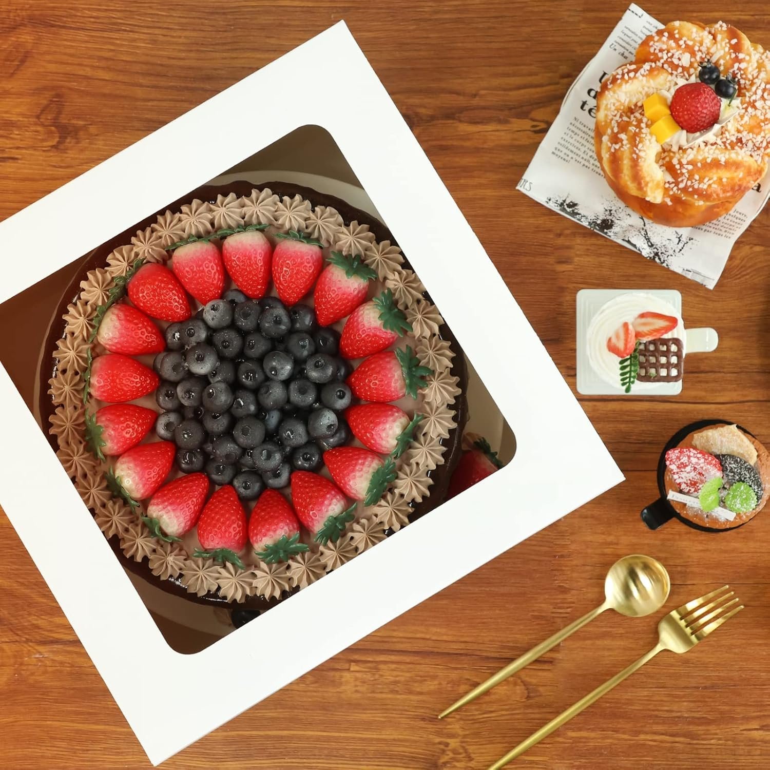 Wholesale 10pcs 12x12x8 Inch White Cake Boxes with Window Tall Bakery Dessert Cardboard Containers for Cakes Cupcakes Pies Donuts Cookies supplier