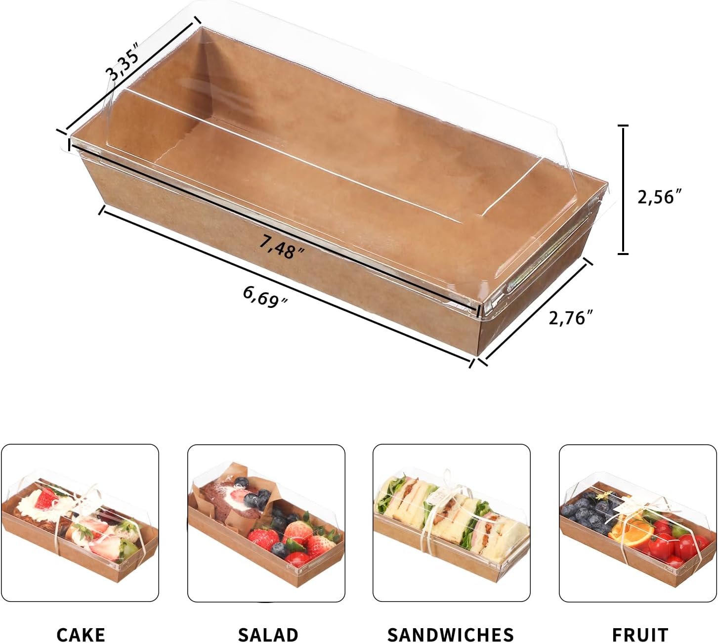 Wholesale 50 Pack 5 Inch Small Charcuterie Boxes with Clear Lids Forks Disposable Paper Mini Dessert Containers for Cookies Cake Slices Strawberries Brown Factory Wholesale 50 Pack 5 Inch Small Charcuterie Boxes with Clear Lids Forks Disposable Paper Mini Dessert Containers for Cookies Cake Slices Strawberries Brown Factory