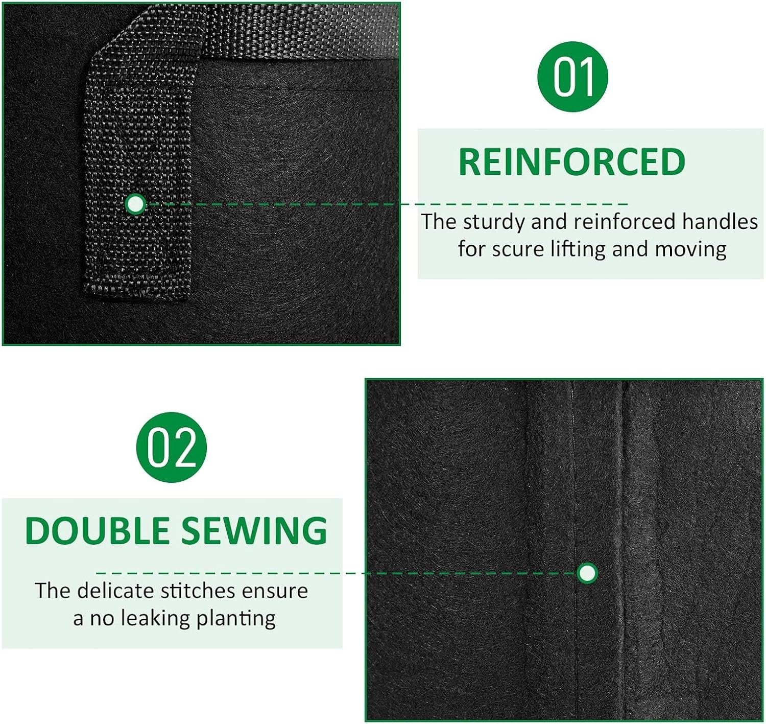 Wholesale 24-Pack 5 Gallon Thickened Non-Woven Aeration Fabric Grow Bags with Handles Factory