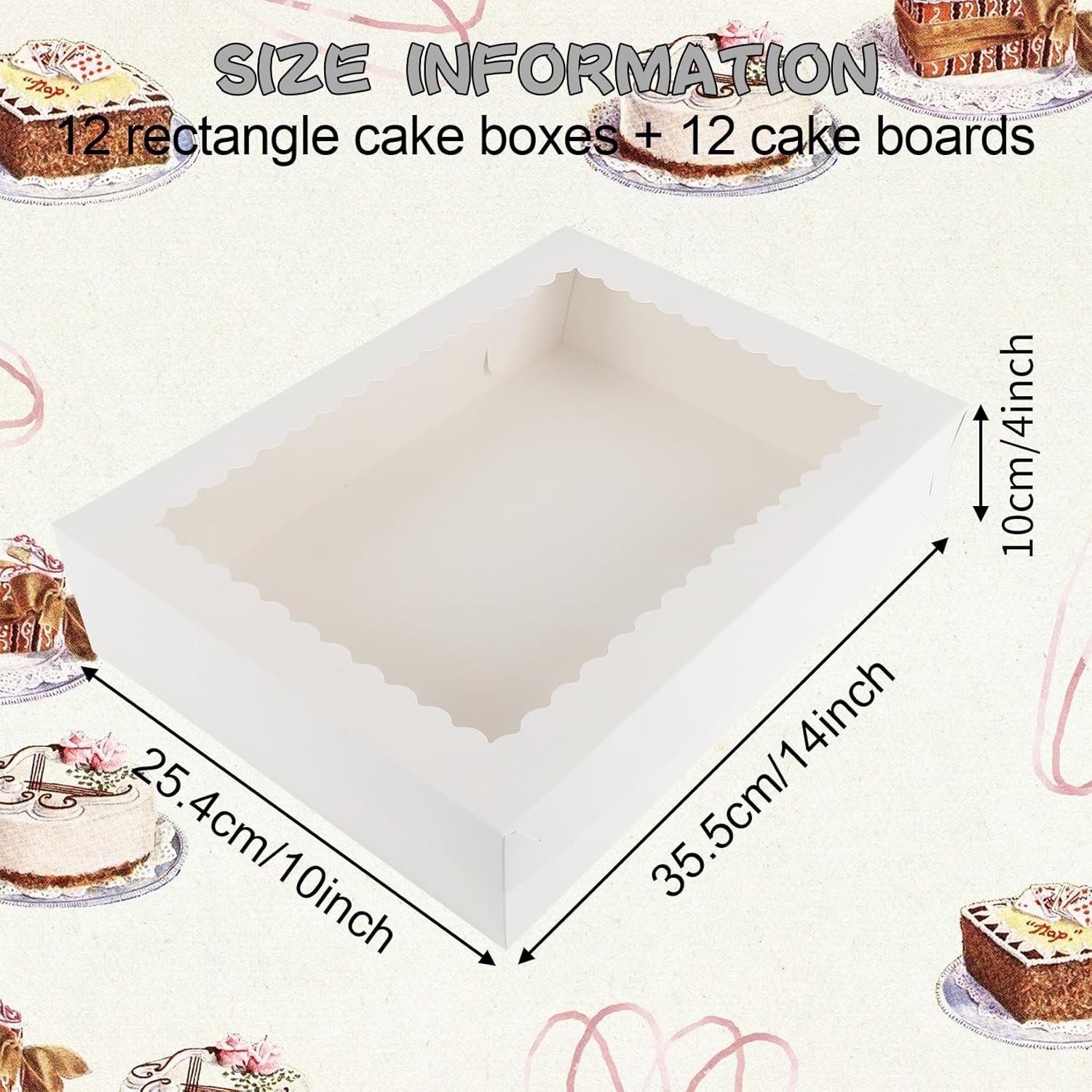 Wholesale 14x10x4in White Bakery Boxes 12 Sets Half Sheet Cake Containers with Boards for Large Pastry Donuts Cupcake Pie Packaging Factory Wholesale 14x10x4in White Bakery Boxes 12 Sets Half Sheet Cake Containers with Boards for Large Pastry Donuts Cupcake Pie Packaging Factory