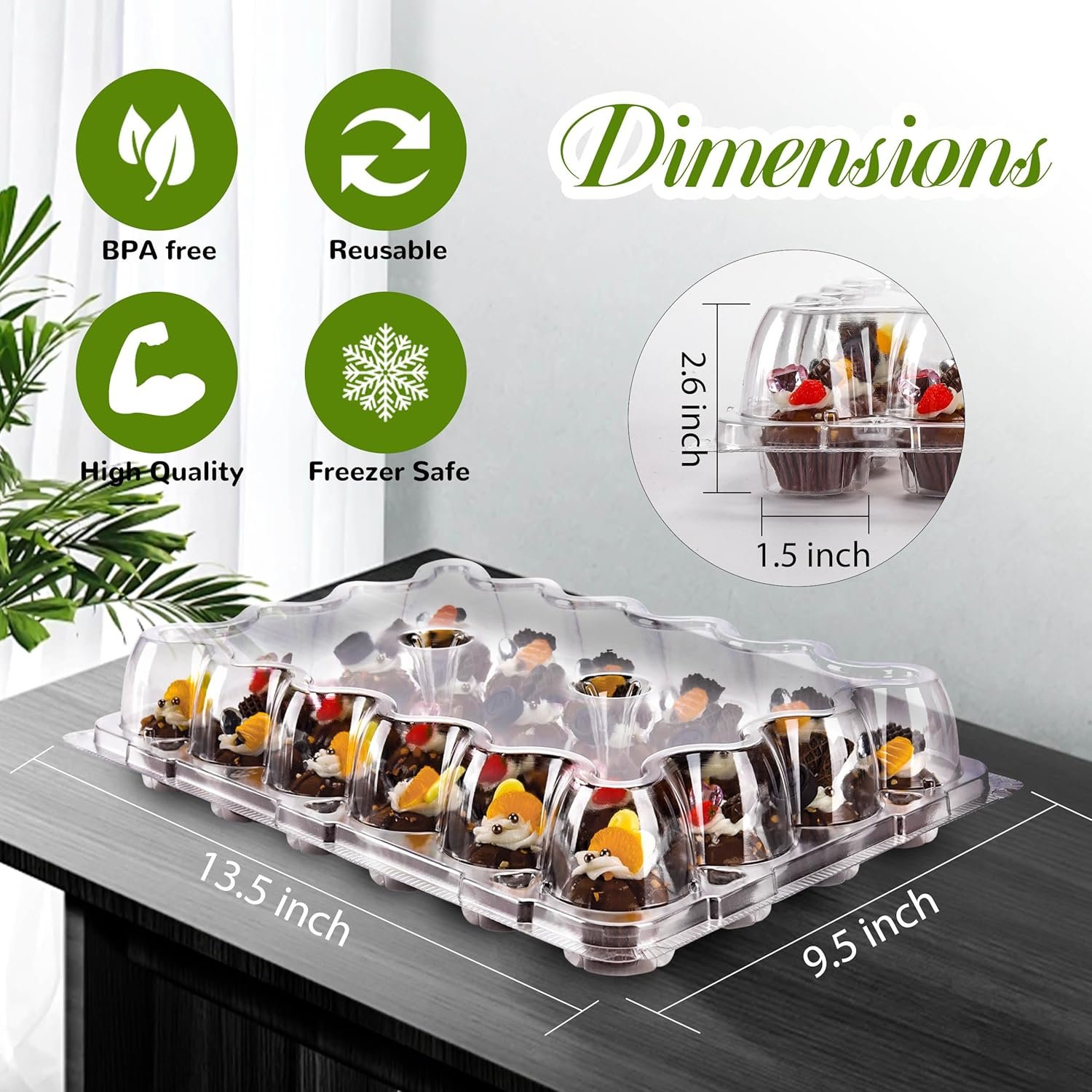 Wholesale 15-Pack 24-Count Mini Cupcake Containers with Detachable Tall Dome Lids Stackable Plastic Holders for 360 Cupcakes BPA-Free Factory