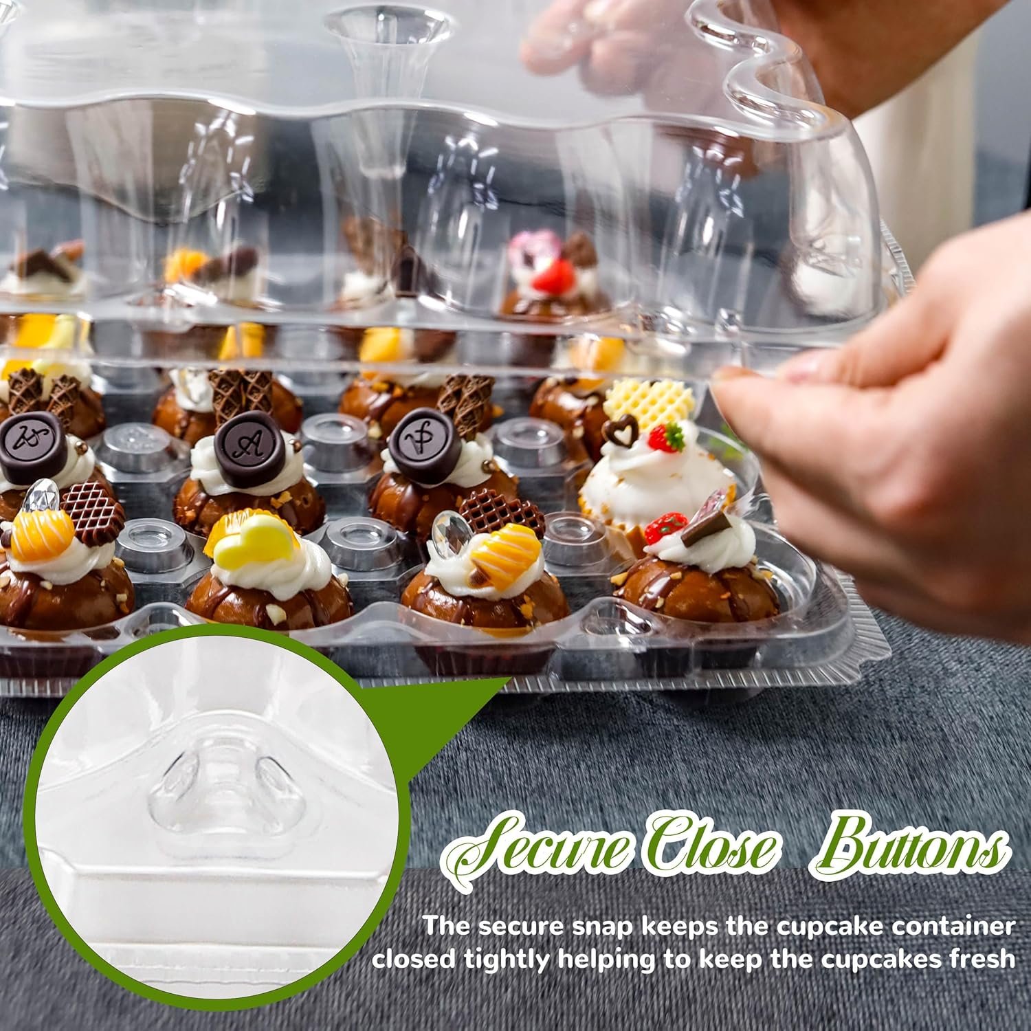 Wholesale 15-Pack 24-Count Mini Cupcake Containers with Detachable Tall Dome Lids Stackable Plastic Holders for 360 Cupcakes BPA-Free Factory