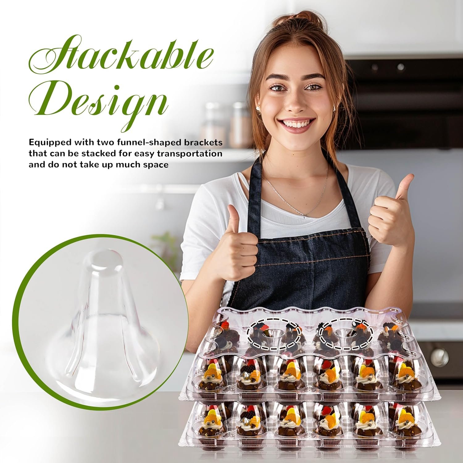 Wholesale 15-Pack 24-Count Mini Cupcake Containers with Detachable Tall Dome Lids Stackable Plastic Holders for 360 Cupcakes BPA-Free Factory