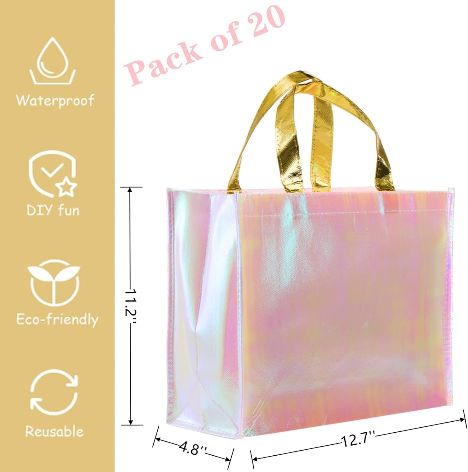 Wholesale 20 Pieces Glossy Reusable Pink Non Woven Tote Bags with Handles Fashionable Bridesmaid Gift Durable Shopping Bags for Wedding Bachelorette Birthday Party Factory