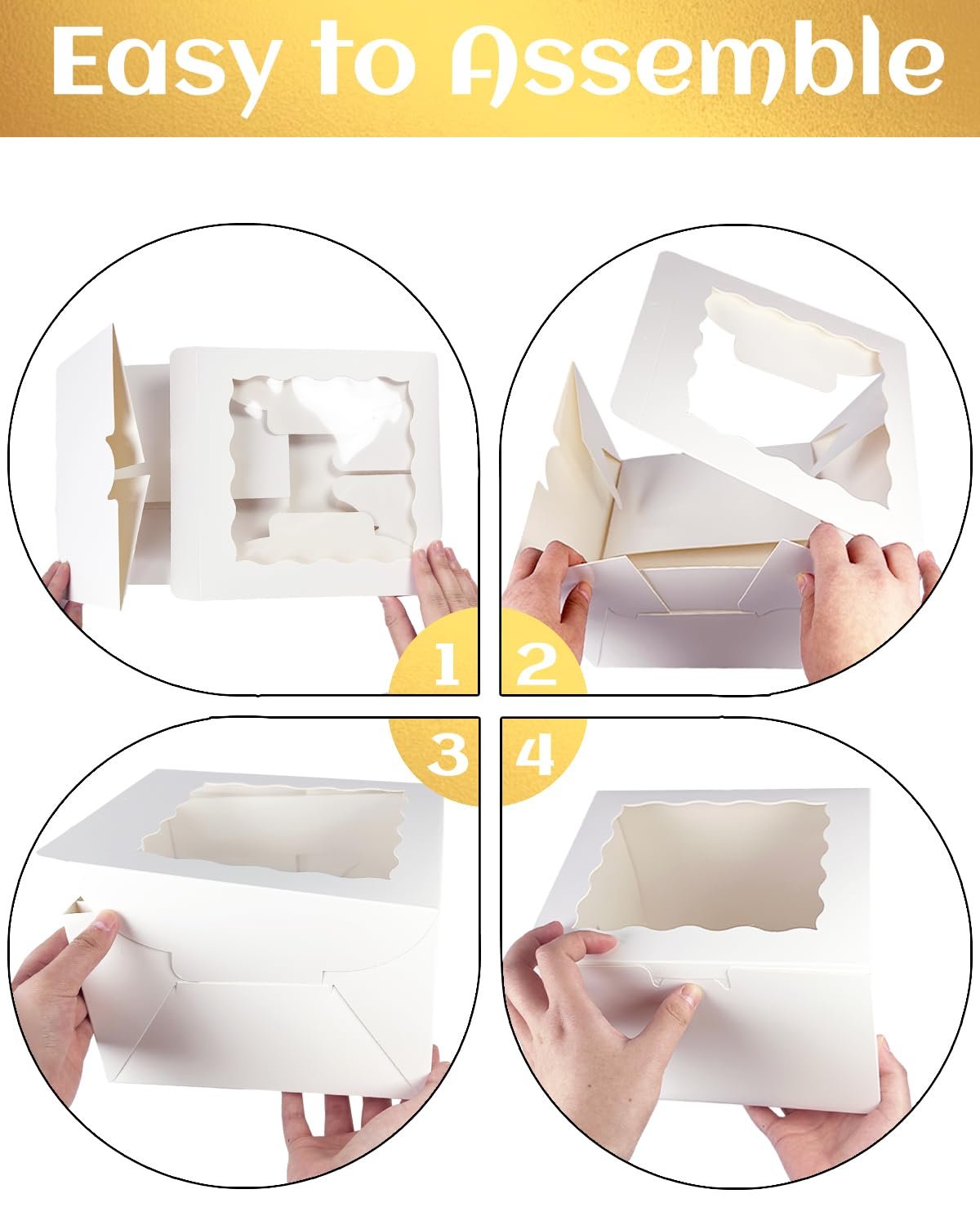 Wholesale 10x10x5 White Cake Boxes with Window 4 Sets 10-Inch Round Boards 4 Sets Containers Factory