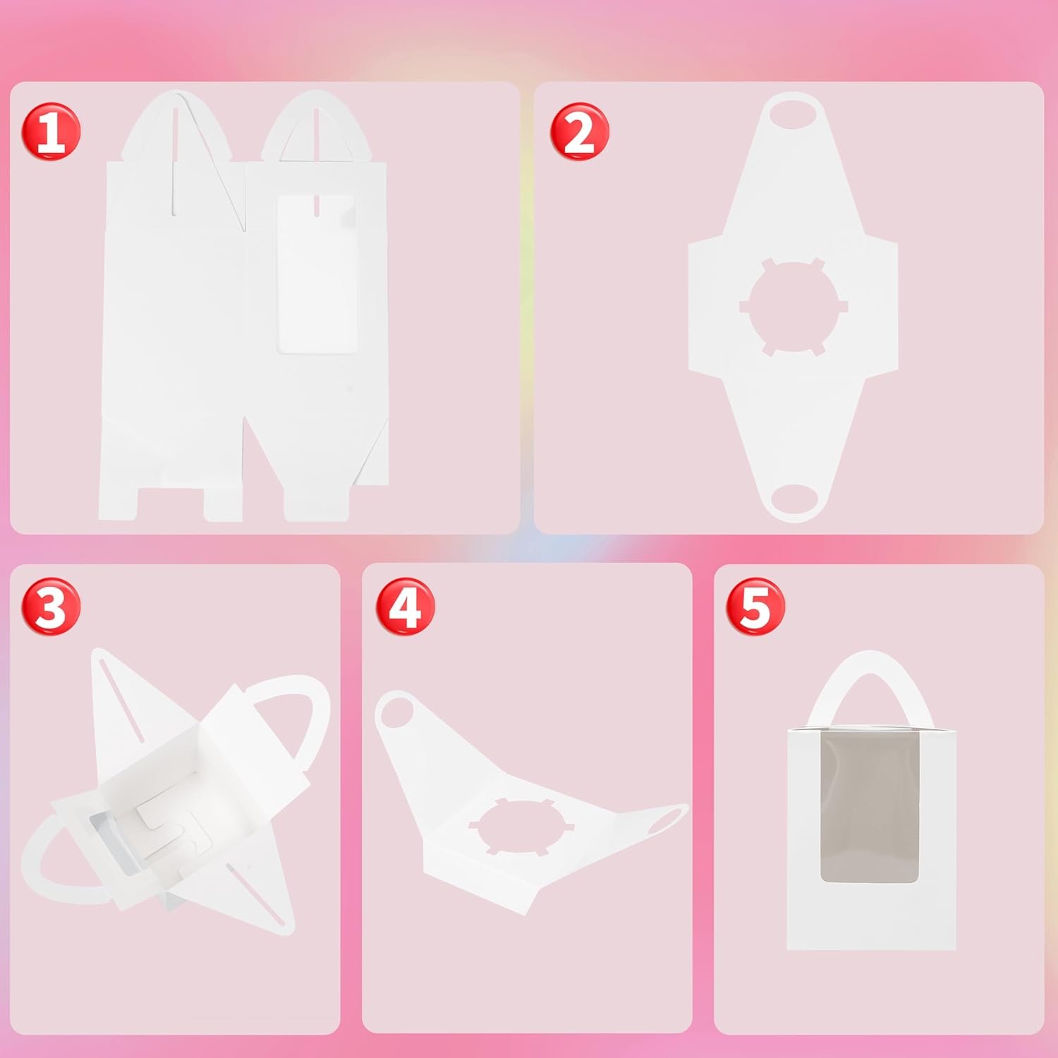 Wholesale 60 Packs White Cupcake Boxes with Window Inserts Handles 3.5x3.5x4.5 Inch Portable Individual Cardboard Containers for Cookies Donuts Candy Muffins Includes Stickers Factory