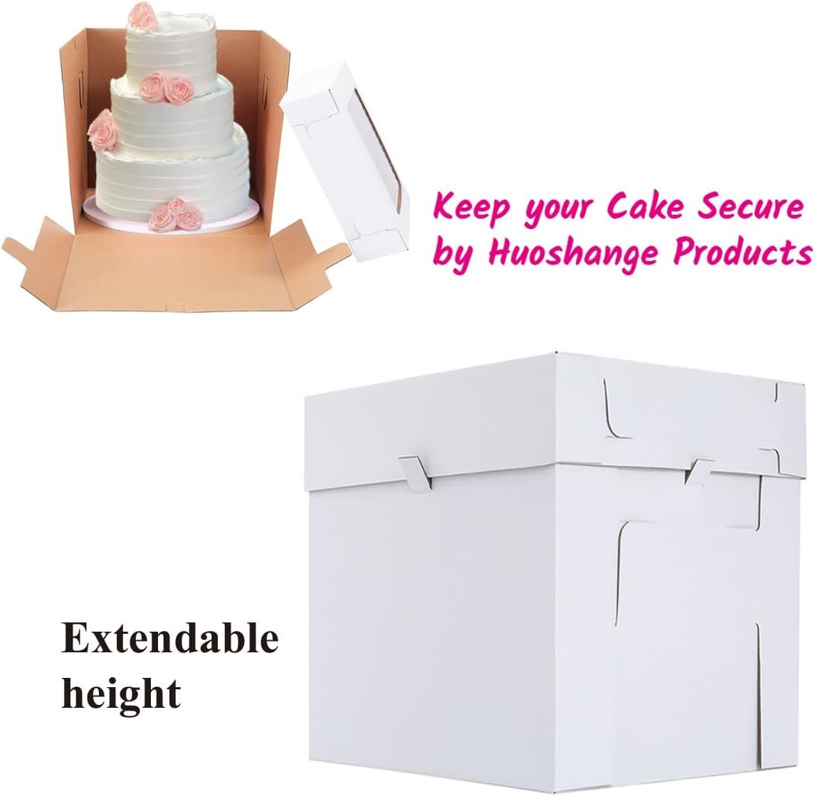Wholesale Tall Cake Boxes for Tiered Cakes 12x12x10 Inch 10 Pack Thick Sturdy Bakery Boxes with Window White Disposable Containers Carriers for Birthdays Factory