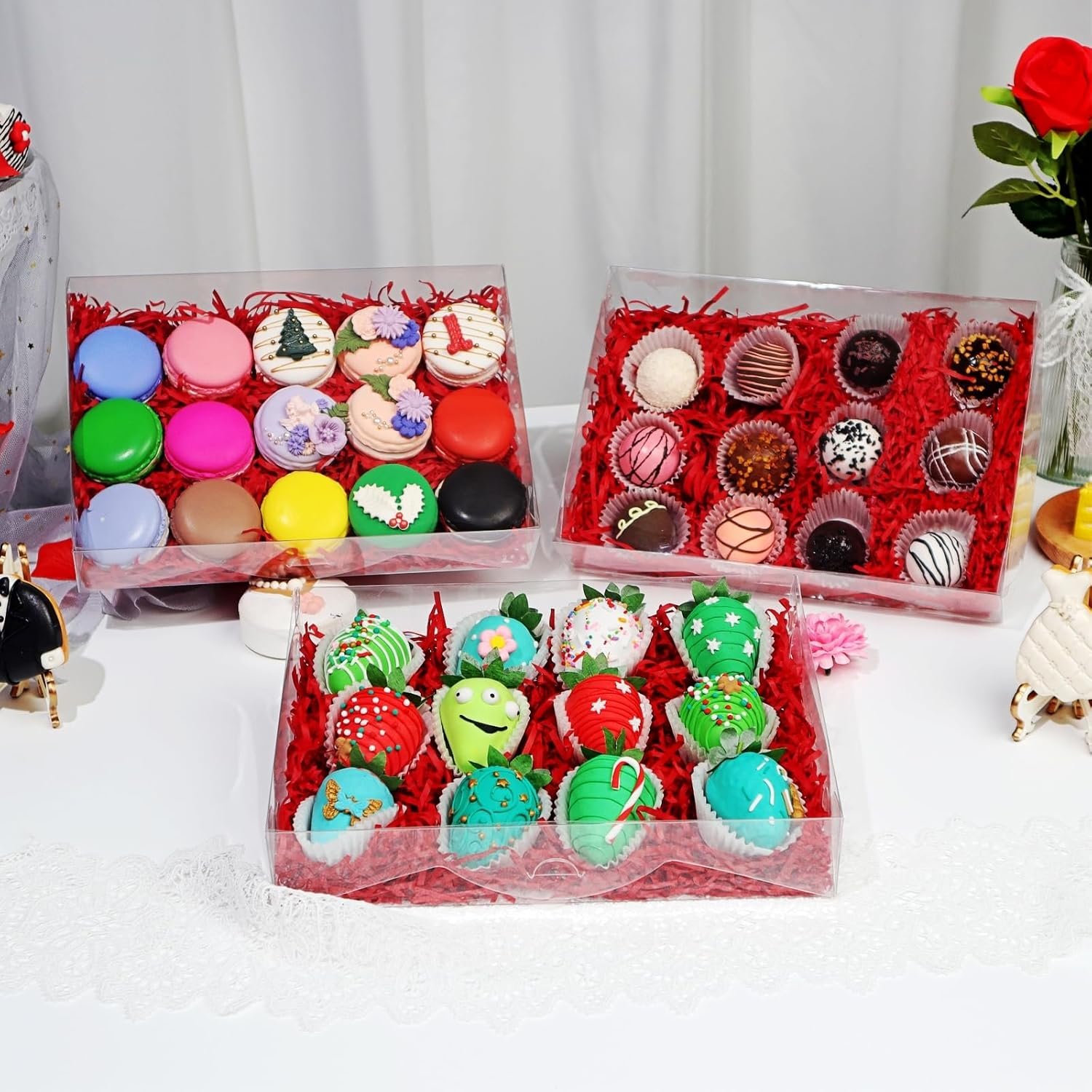 Wholesale 20PCS 10x7x2 Inch Clear Bakery Boxes for Cookies Macarons Strawberries and Party Favors Factory