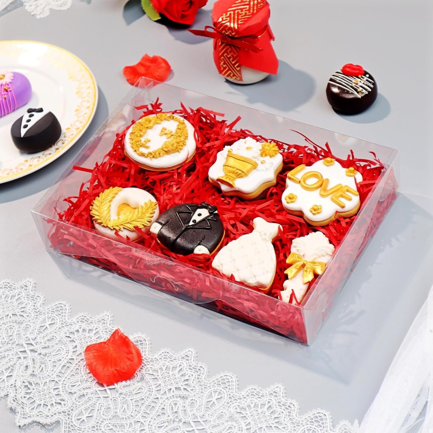 Wholesale 20PCS 10x7x2 Inch Clear Bakery Boxes for Cookies Macarons Strawberries and Party Favors Factory