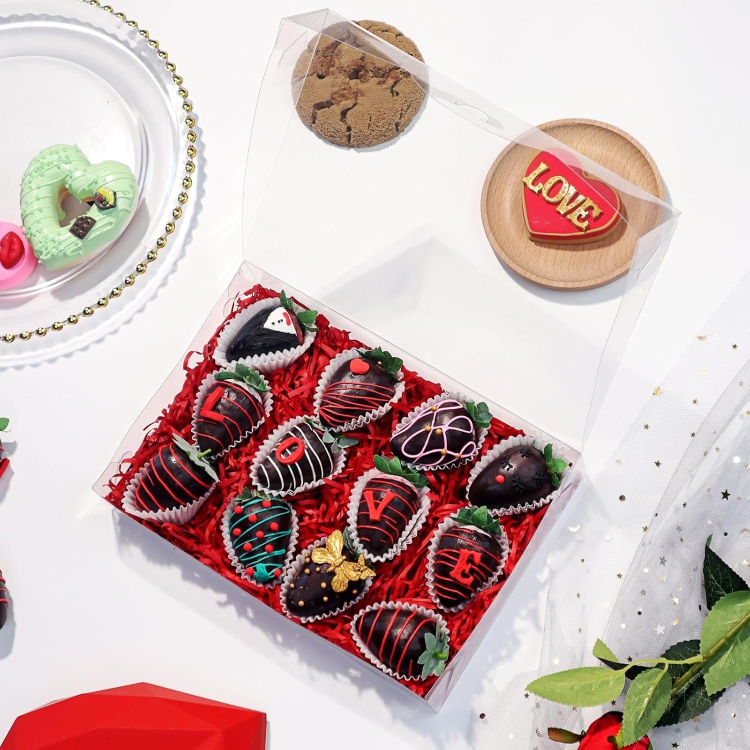 Wholesale 20PCS 10x7x2 Inch Clear Bakery Boxes for Cookies Macarons Strawberries and Party Favors Factory