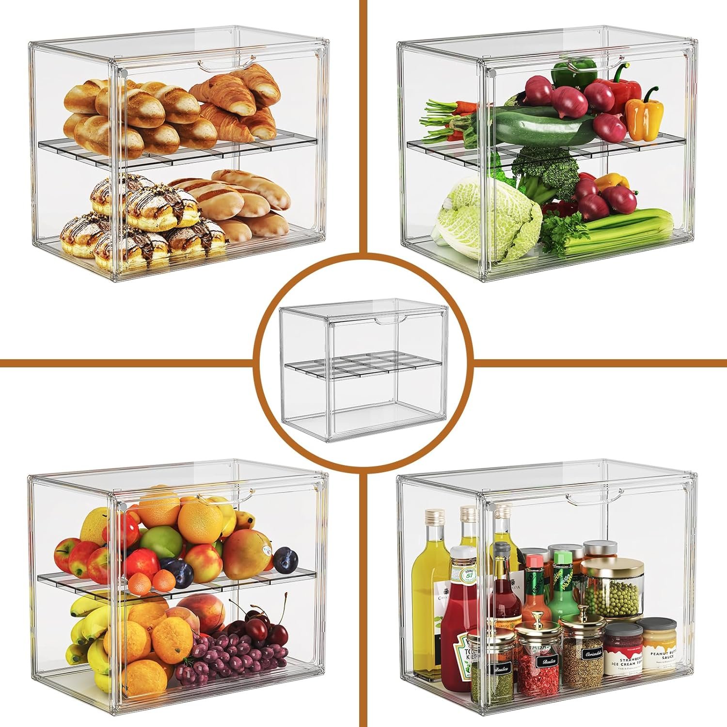 OEM 2-Tier Pastry Display Case Acrylic Bread Box with Magnetic Door for Kitchen Countertop Large Bakery Container for Breads Muffins 15.3 x 9.8 x 11.4 Inches Factory