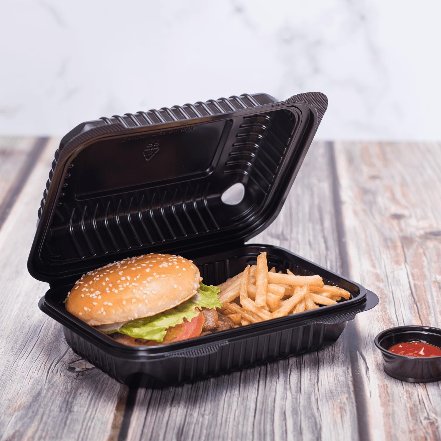 Wholesale Clamshell Takeout Food Containers 9x6 Inches 250 Count Durable Microwavable Stackable Crack-Resistant Black Boxes Factory Wholesale Clamshell Takeout Food Containers 9x6 Inches 250 Count Durable Microwavable Stackable Crack-Resistant Black Boxes Factory