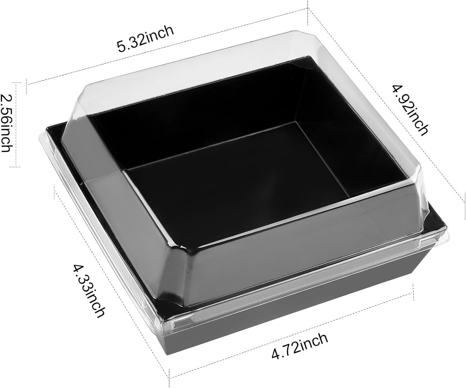 Wholesale 50-Pack 5-Inch Small Charcuterie Boxes Clear Lids Disposable Paper Dessert Bakery Containers Cookies Cupcakes Slice Cakes Strawberries Black Factory