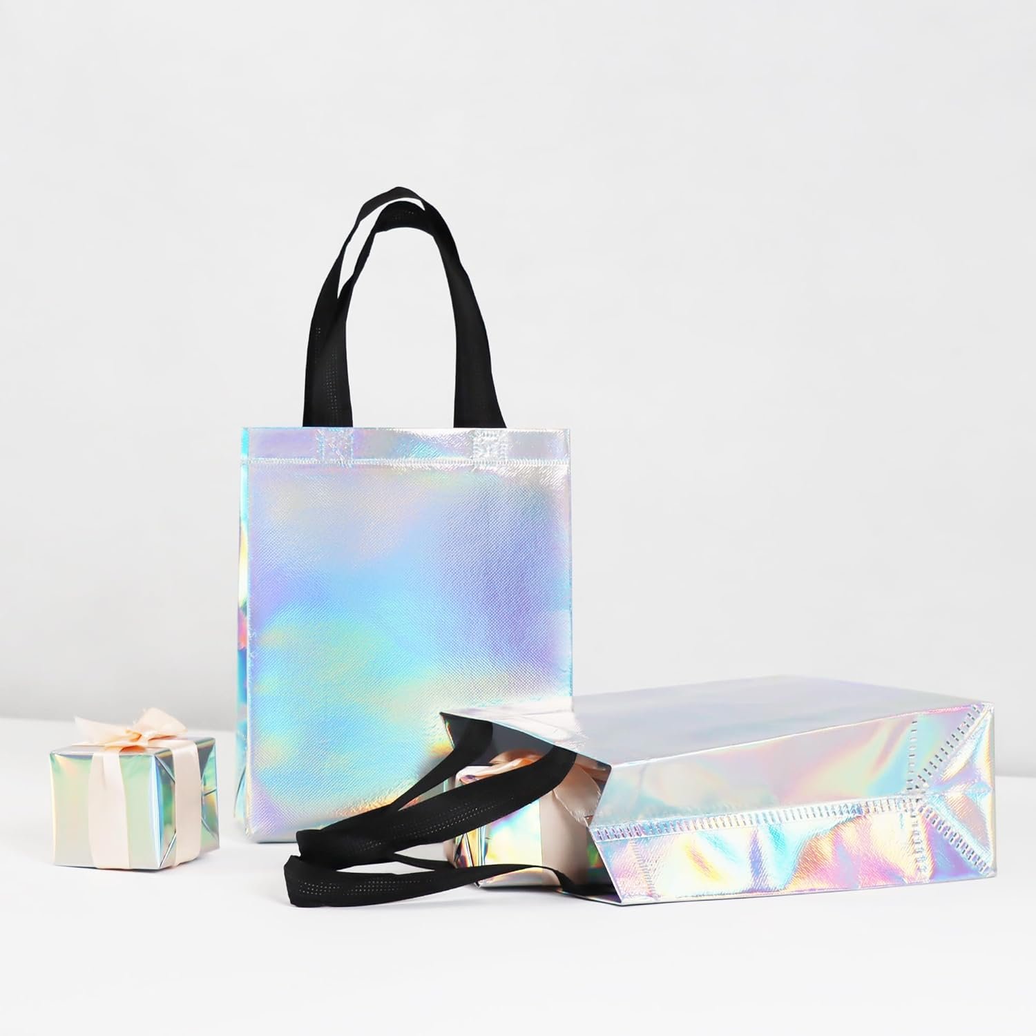 Wholesale Iridescent Small Gift Bags with Handles 25 Pcs Non-Woven Reusable Goodie Bags for Party Birthday Wedding Presents 8 x 3.9 x 9.8 In Factory Wholesale Iridescent Small Gift Bags with Handles 25 Pcs Non-Woven Reusable Goodie Bags for Party Birthday Wedding Presents 8 x 3.9 x 9.8 In Factory