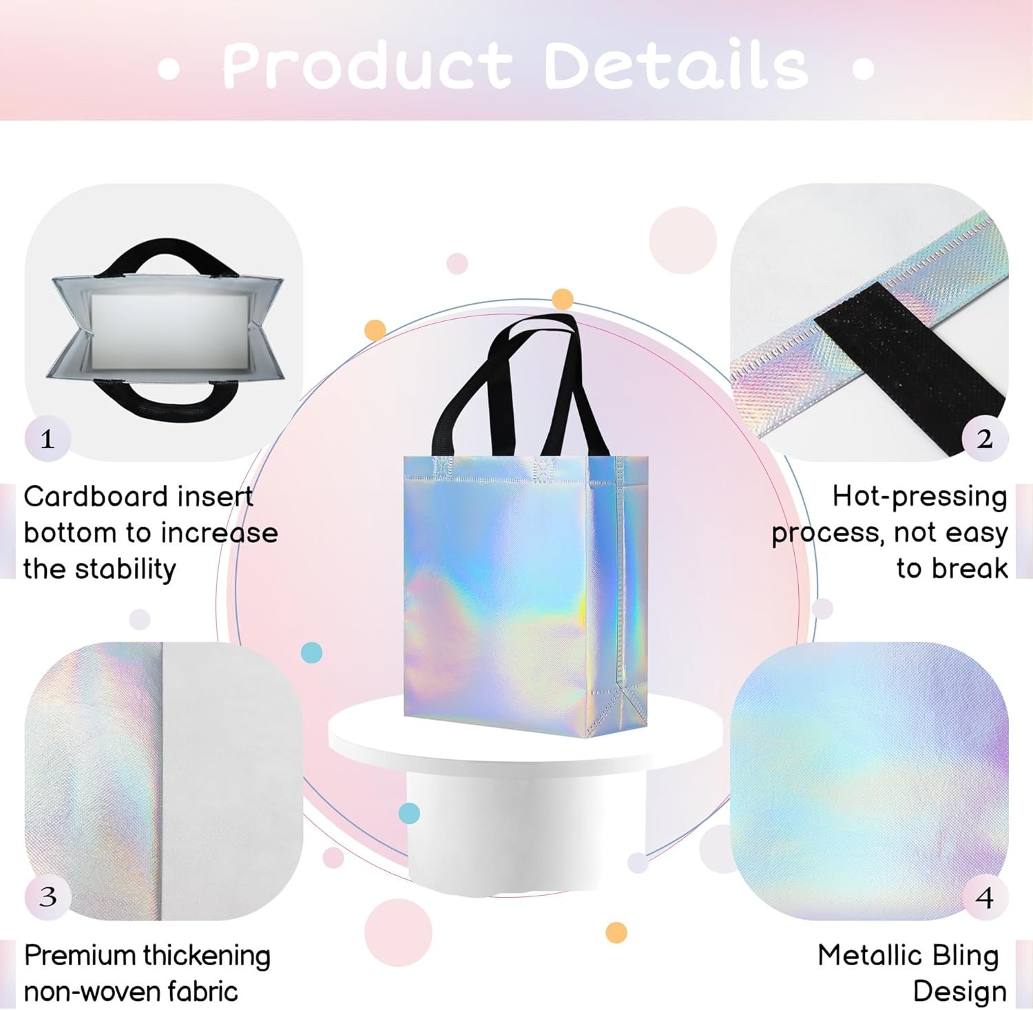 Wholesale Iridescent Small Gift Bags with Handles 25 Pcs Non-Woven Reusable Goodie Bags for Party Birthday Wedding Presents 8 x 3.9 x 9.8 In Factory Wholesale Iridescent Small Gift Bags with Handles 25 Pcs Non-Woven Reusable Goodie Bags for Party Birthday Wedding Presents 8 x 3.9 x 9.8 In Factory