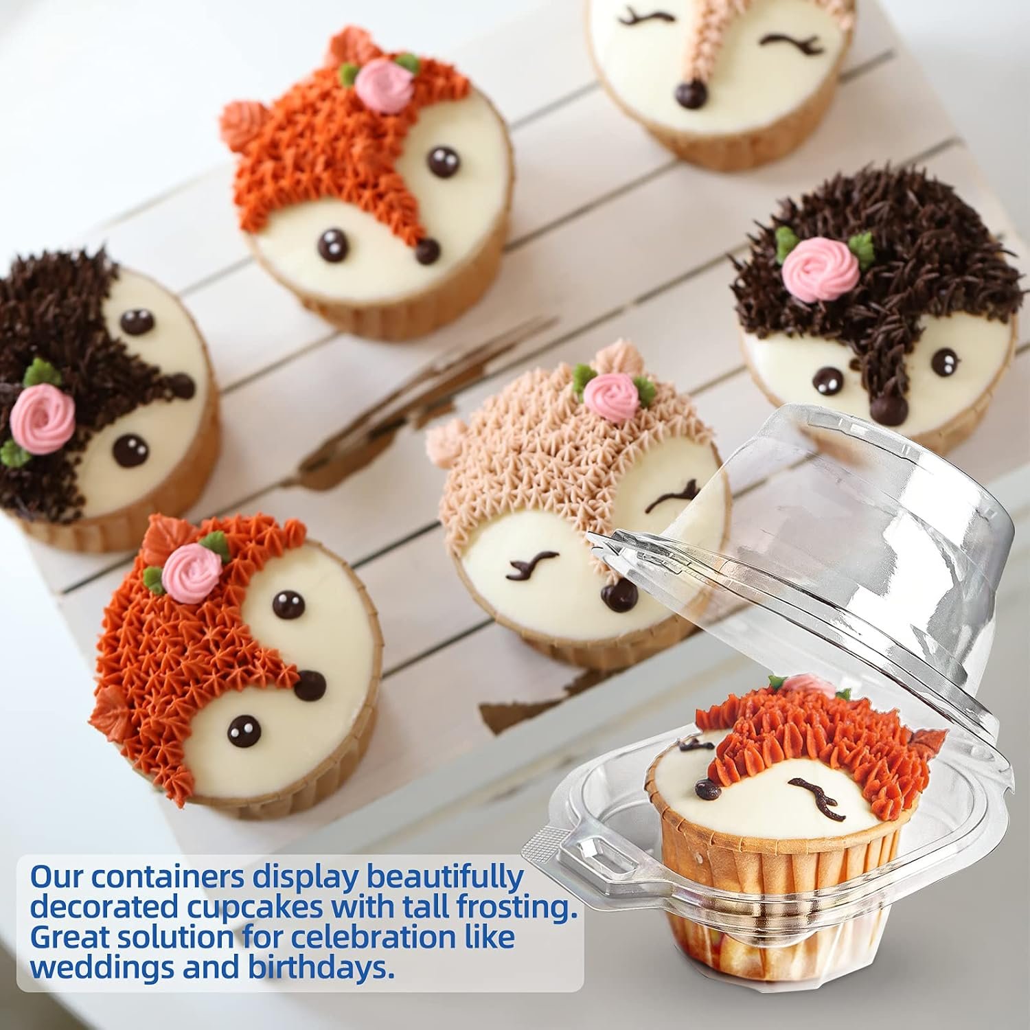 Wholesale 100 Pack Stackable Individual Cupcake Containers Single Compartment Deep Dome Clear Plastic BPA-Free Disposable Holders Factory