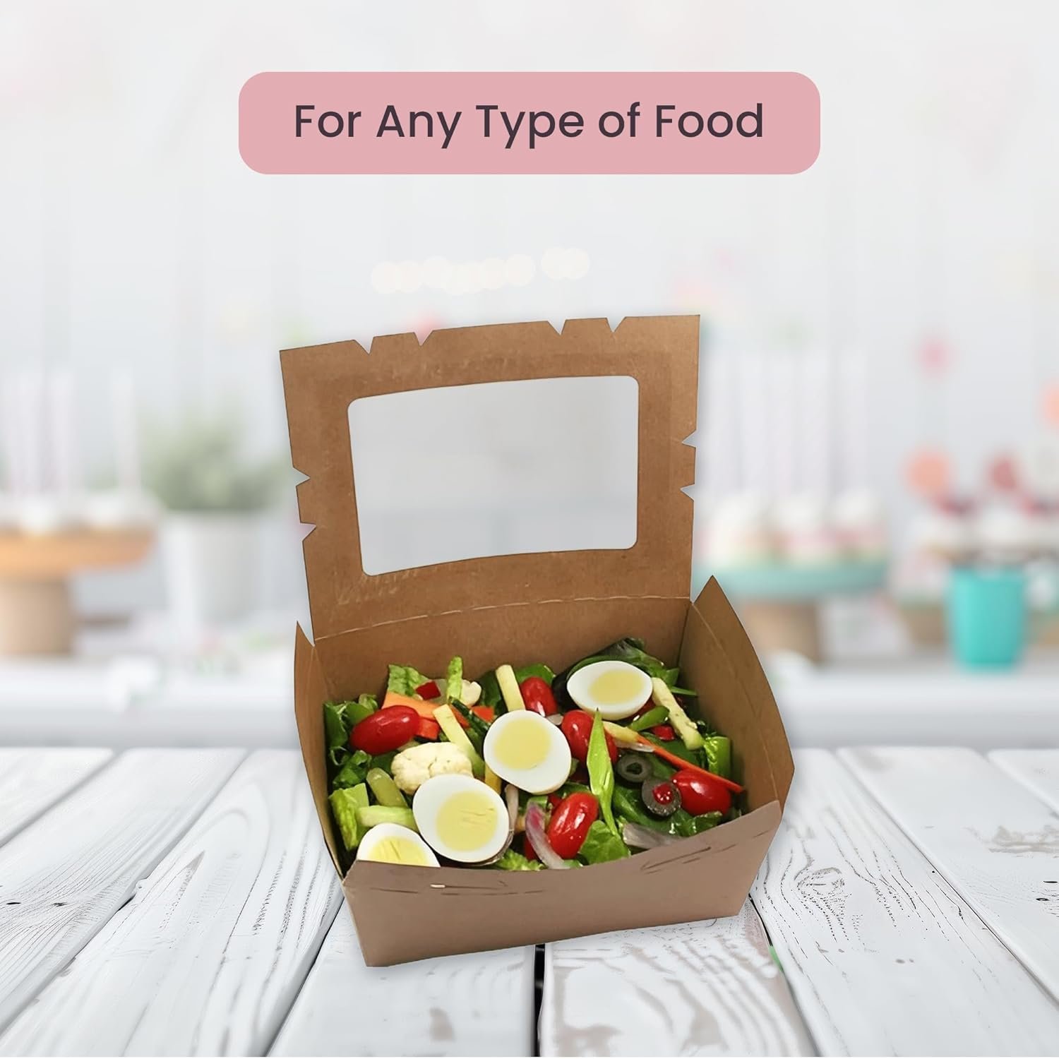 Wholesale Kraft Window Boxes Disposable Paperboard Take Out Cartons Bakery Lunch Storage Containers 7 3/4 x 5 1/2 x 2 1/2 Inches Pack of 15 Factory