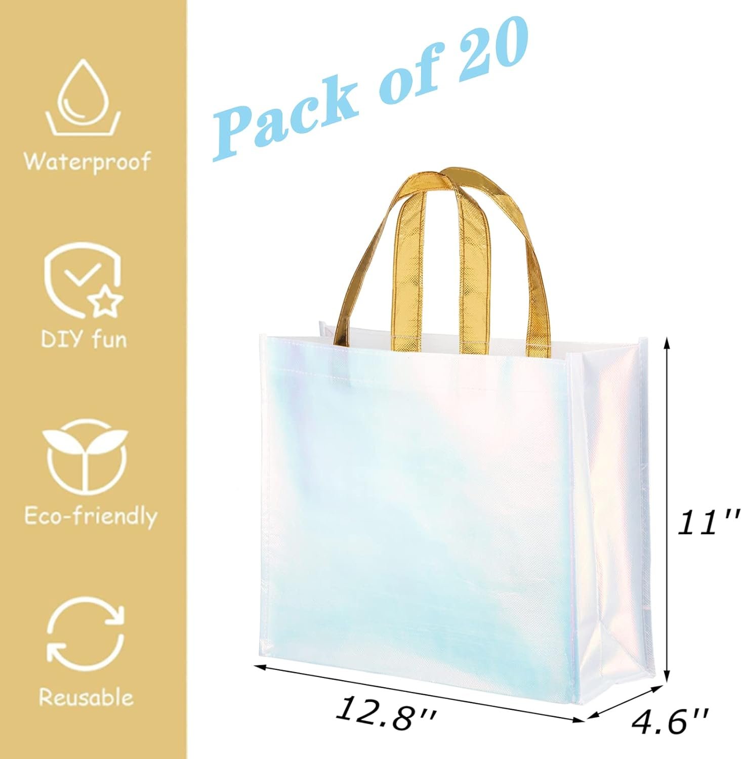 Wholesale 20 Pieces Glossy Reusable Non Woven Blue Grocery Bags with Handles Fashionable Bridesmaid Tote Durable Shopping for Wedding Bachelorette Birthday Party Factory