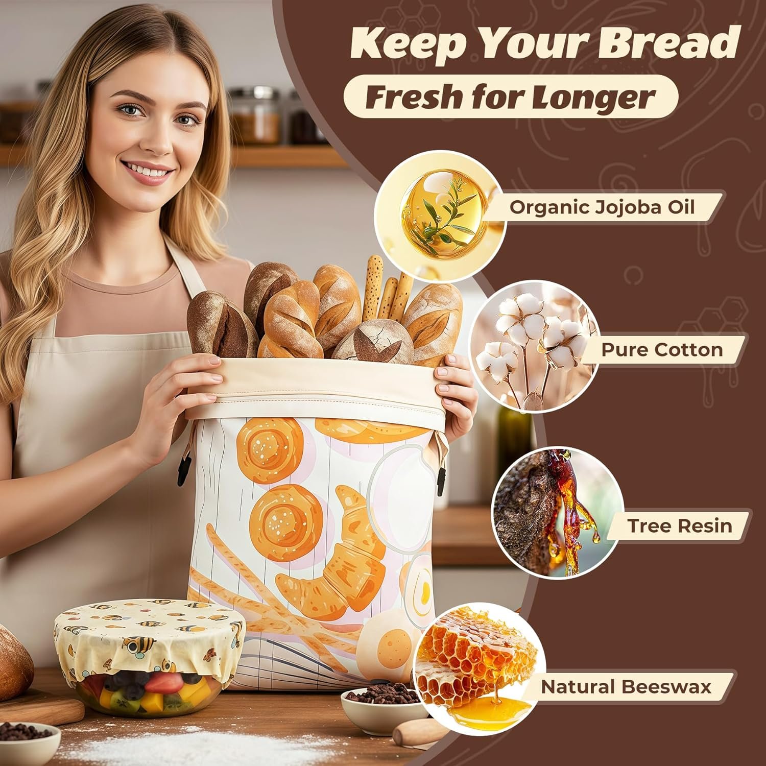 OEM Beeswax Bread Bags 2 Pack XL Cotton Storage Zipper Buckle Double Seal for Sourdough Homemade Bread Includes 13x13.9 Inch Beeswax Wrap Bowl Cover Reusable Produce Veggie Bags Factory OEM Beeswax Bread Bags 2 Pack XL Cotton Storage Zipper Buckle Double Seal for Sourdough Homemade Bread Includes 13x13.9 Inch Beeswax Wrap Bowl Cover Reusable Produce Veggie Bags Factory