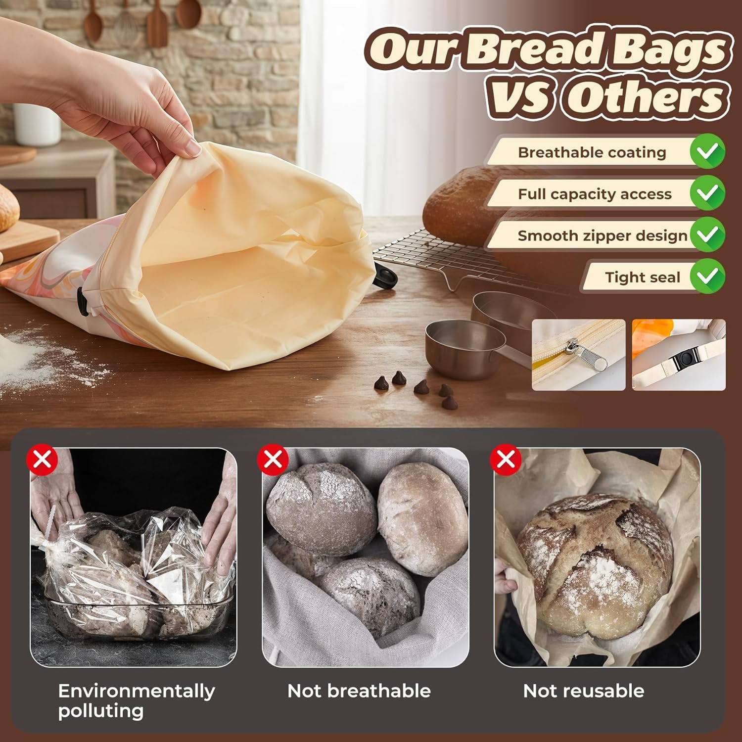 OEM Beeswax Bread Bags 2 Pack XL Cotton Storage Zipper Buckle Double Seal for Sourdough Homemade Bread Includes 13x13.9 Inch Beeswax Wrap Bowl Cover Reusable Produce Veggie Bags Factory OEM Beeswax Bread Bags 2 Pack XL Cotton Storage Zipper Buckle Double Seal for Sourdough Homemade Bread Includes 13x13.9 Inch Beeswax Wrap Bowl Cover Reusable Produce Veggie Bags Factory