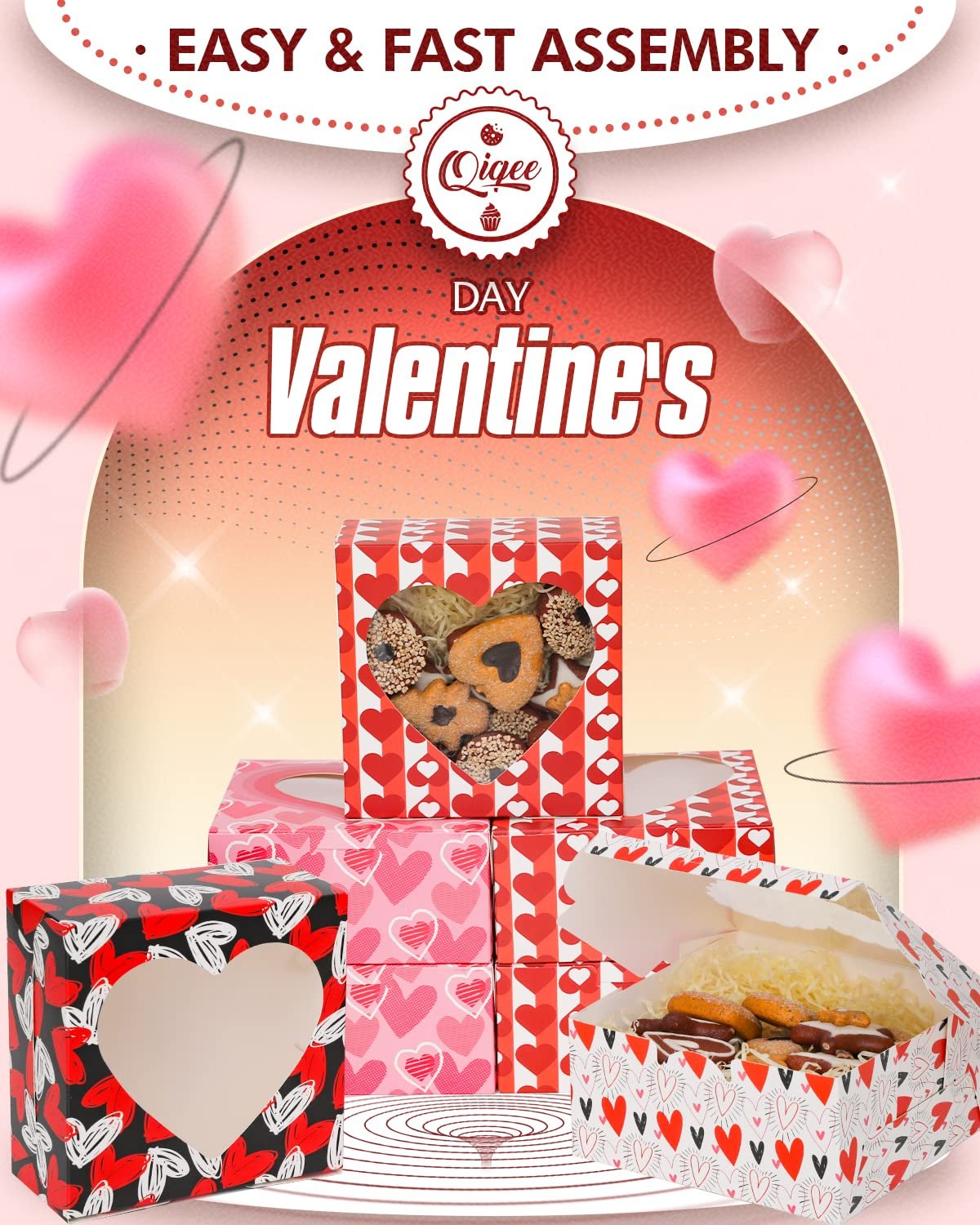 Wholesale Unique Valentine Cookie Pastry Boxes 60 Packs 6x6x3 Bakery Packaging for Valentine's Day Factory