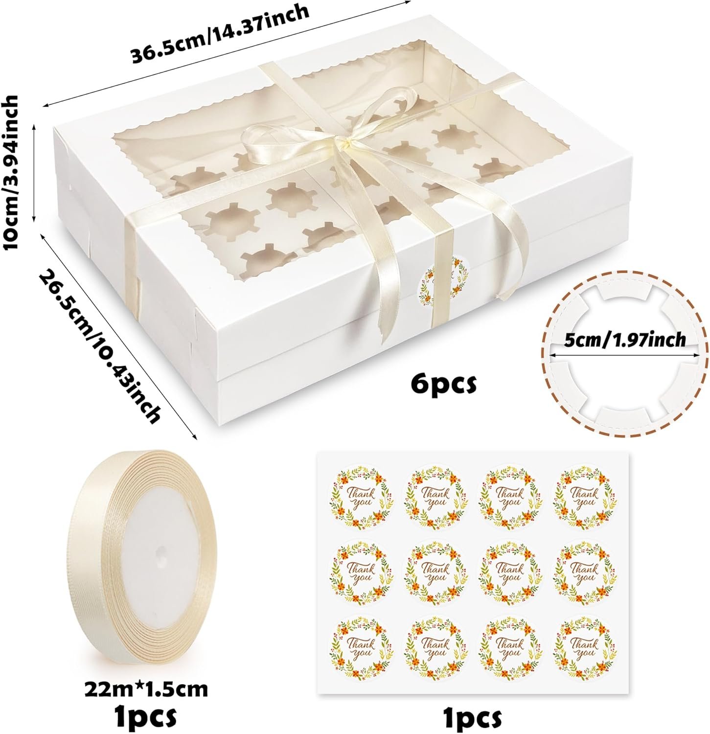 Wholesale 6-Pack Mini Cupcake Boxes Hold 24 Cupcakes White Bakery with Window Ribbon Stickers Included Factory Wholesale 6-Pack Mini Cupcake Boxes Hold 24 Cupcakes White Bakery with Window Ribbon Stickers Included Factory