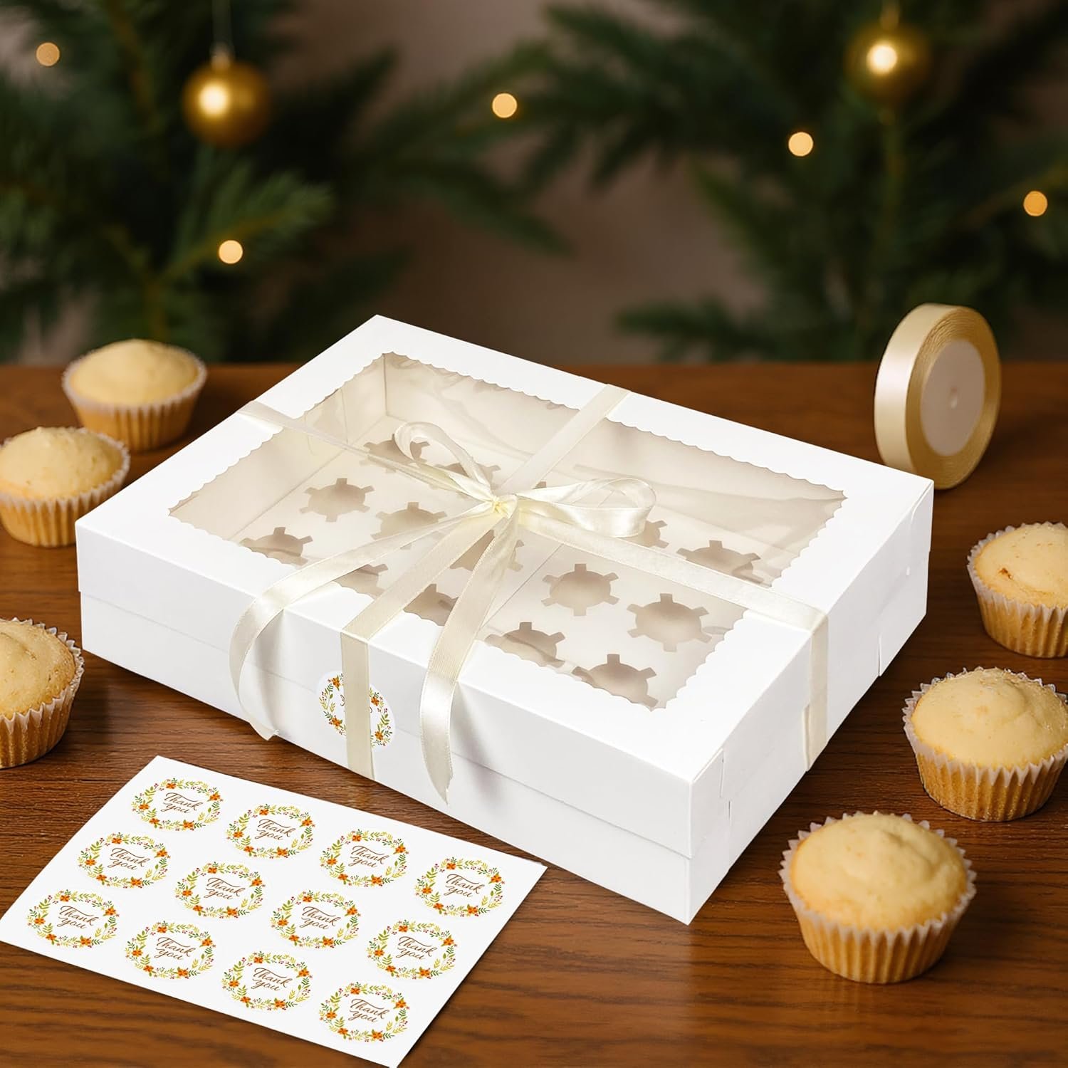 Wholesale 6-Pack Mini Cupcake Boxes Hold 24 Cupcakes White Bakery with Window Ribbon Stickers Included Factory Wholesale 6-Pack Mini Cupcake Boxes Hold 24 Cupcakes White Bakery with Window Ribbon Stickers Included Factory