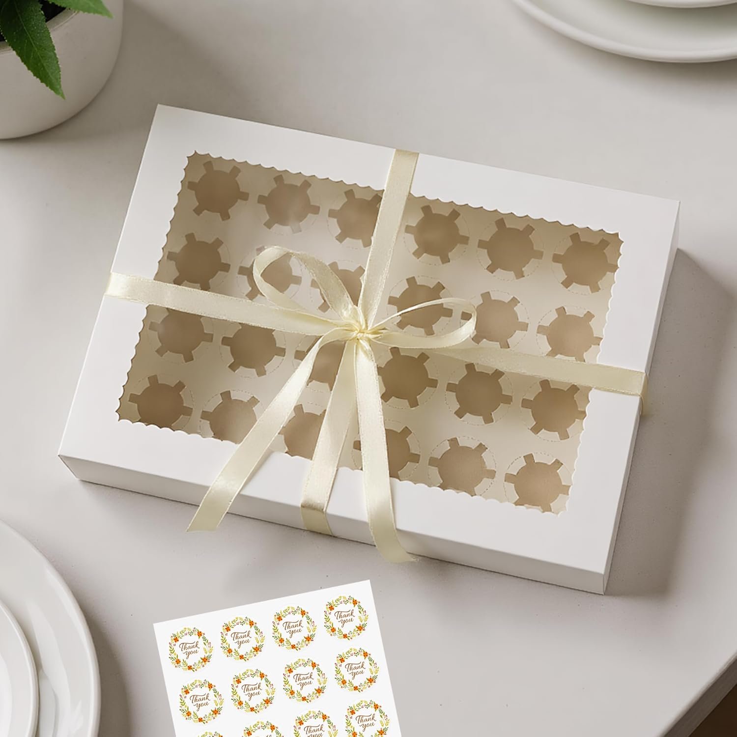 Wholesale 6-Pack Mini Cupcake Boxes Hold 24 Cupcakes White Bakery with Window Ribbon Stickers Included Factory Wholesale 6-Pack Mini Cupcake Boxes Hold 24 Cupcakes White Bakery with Window Ribbon Stickers Included Factory