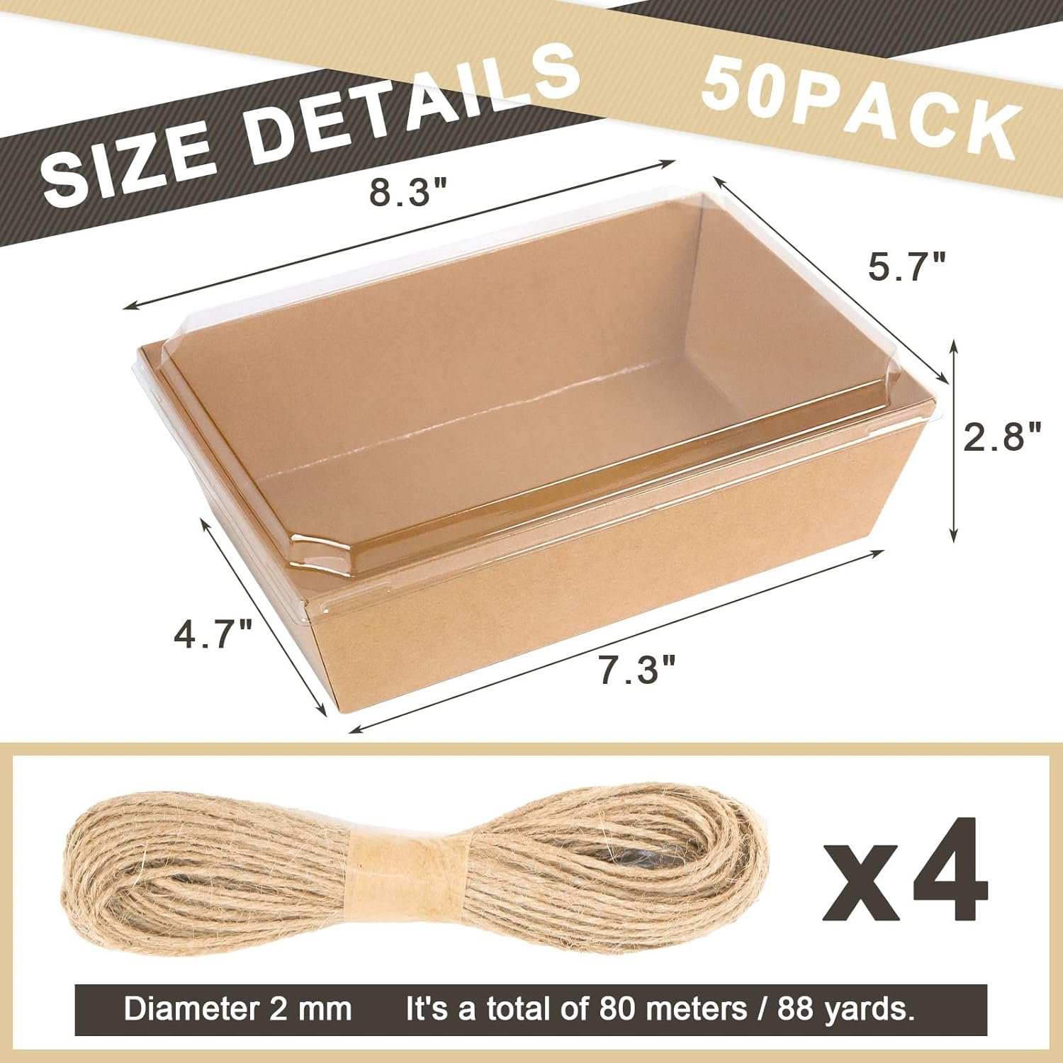 Wholesale 8x6 Inch Brown Paper Charcuterie Boxes with Clear Lids 50-Pack Disposable Food Containers for Cake Slices Cupcakes Sandwiches Cookies Cocoa Bombs Salads Factory Wholesale 8x6 Inch Brown Paper Charcuterie Boxes with Clear Lids 50-Pack Disposable Food Containers for Cake Slices Cupcakes Sandwiches Cookies Cocoa Bombs Salads Factory