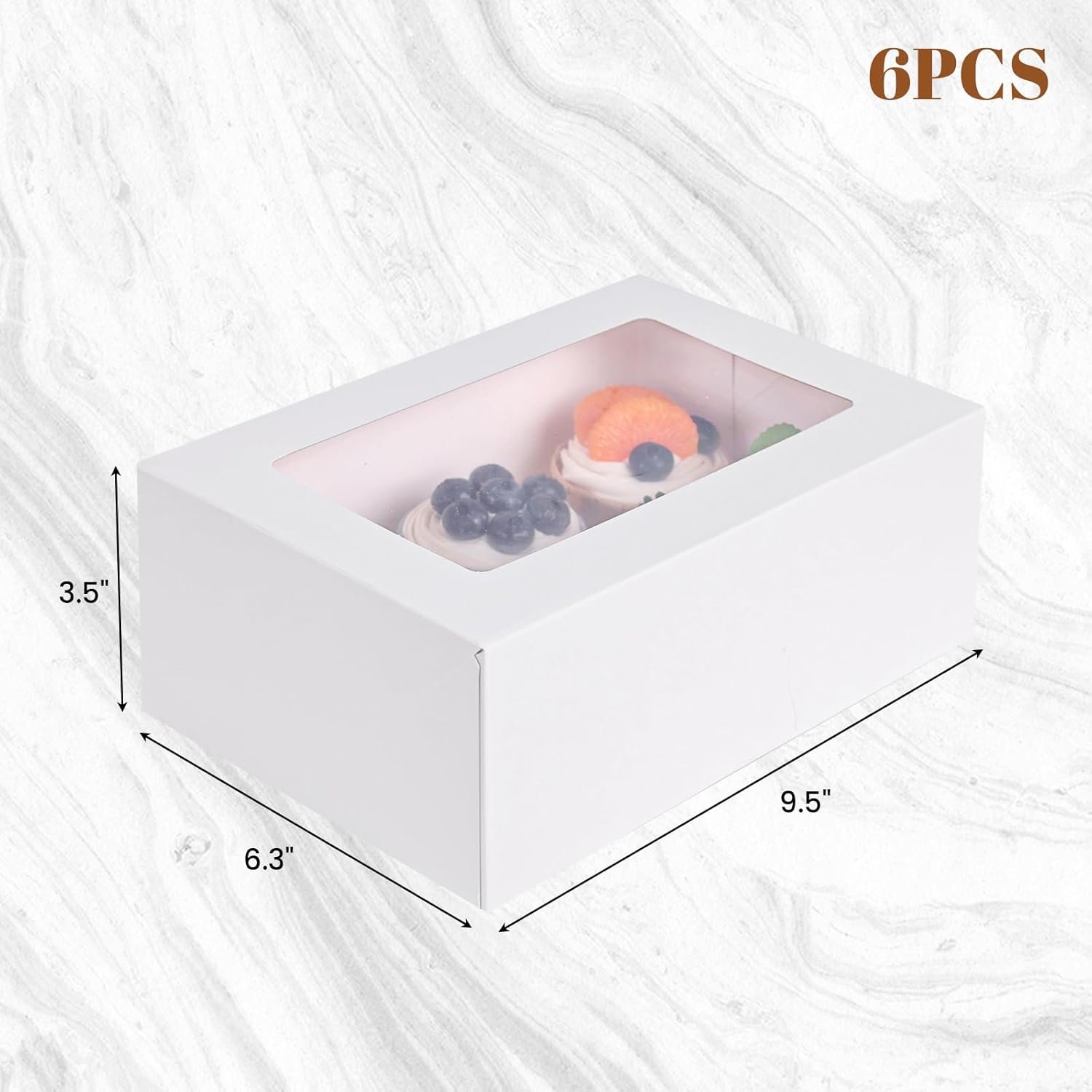 Wholesale 6 Count Cupcake Boxes with Window White Pastry Containers for Muffins Strawberries Party Supplies 9.5x6.3x3.5 Inch Factory