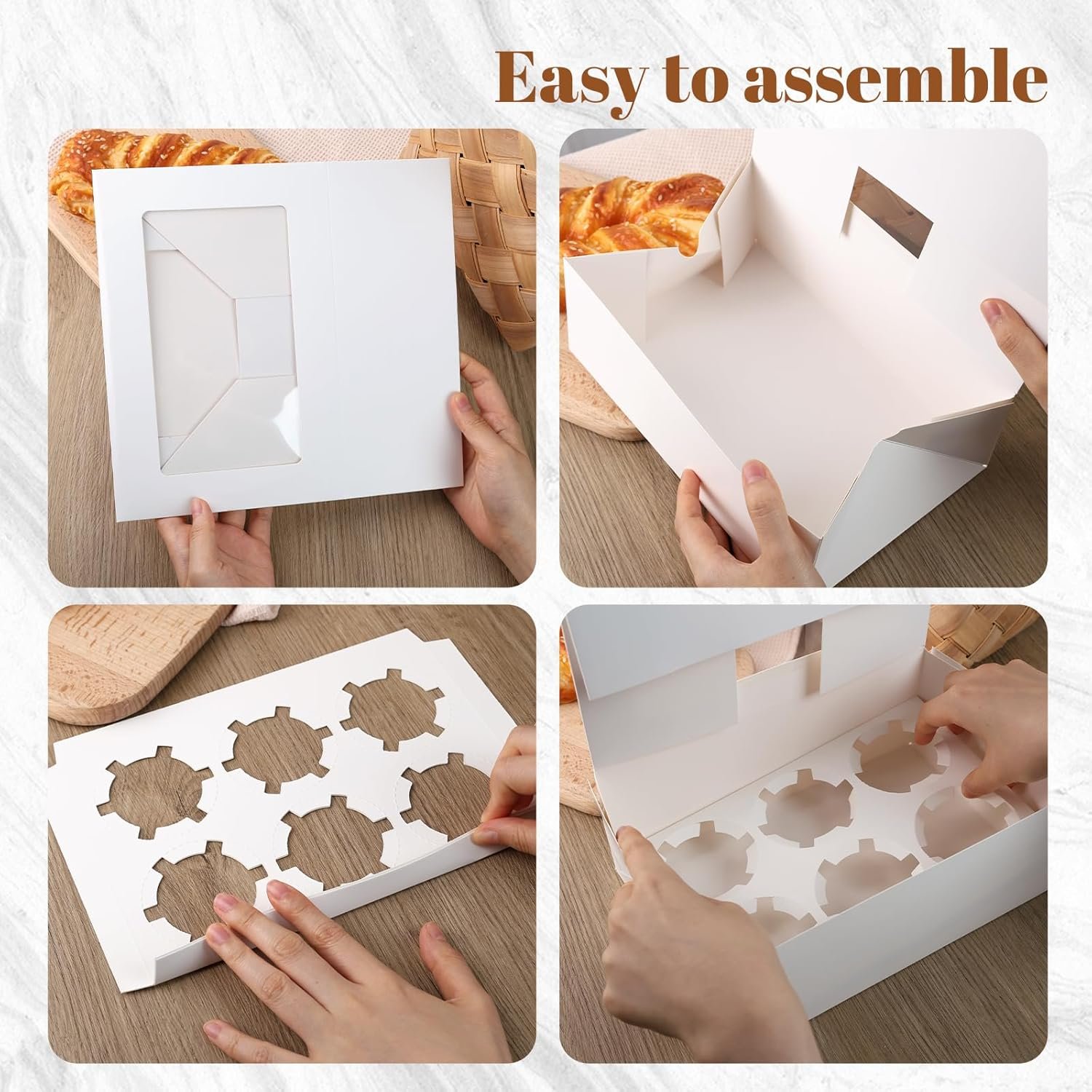 Wholesale 6 Count Cupcake Boxes with Window White Pastry Containers for Muffins Strawberries Party Supplies 9.5x6.3x3.5 Inch Factory