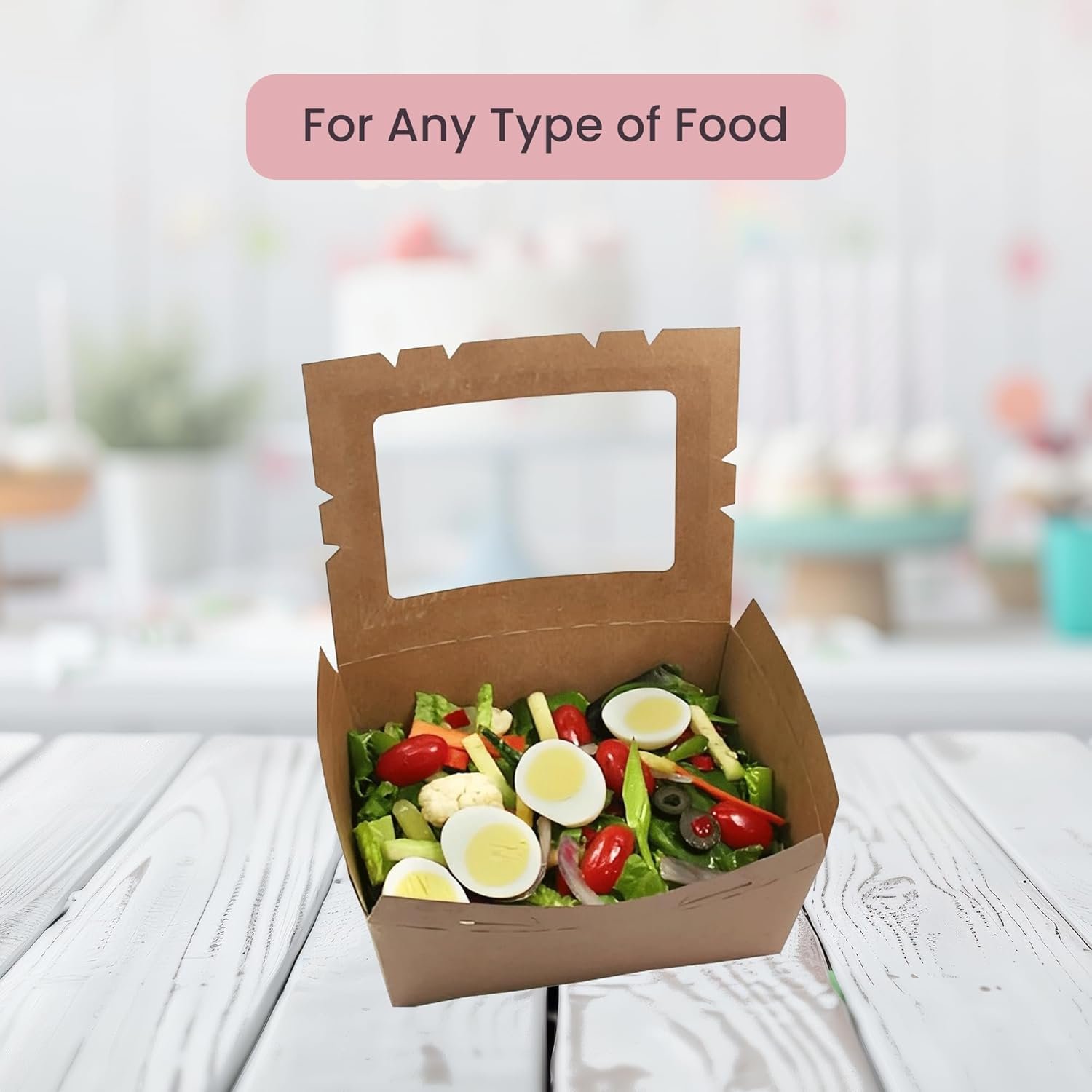 Wholesale Kraft Window Boxes Disposable Paperboard Takeout Cartons Bakery Lunch Storage 7 3/4” x 5 1/2” x 3 1/2” Pack of 15 Factory