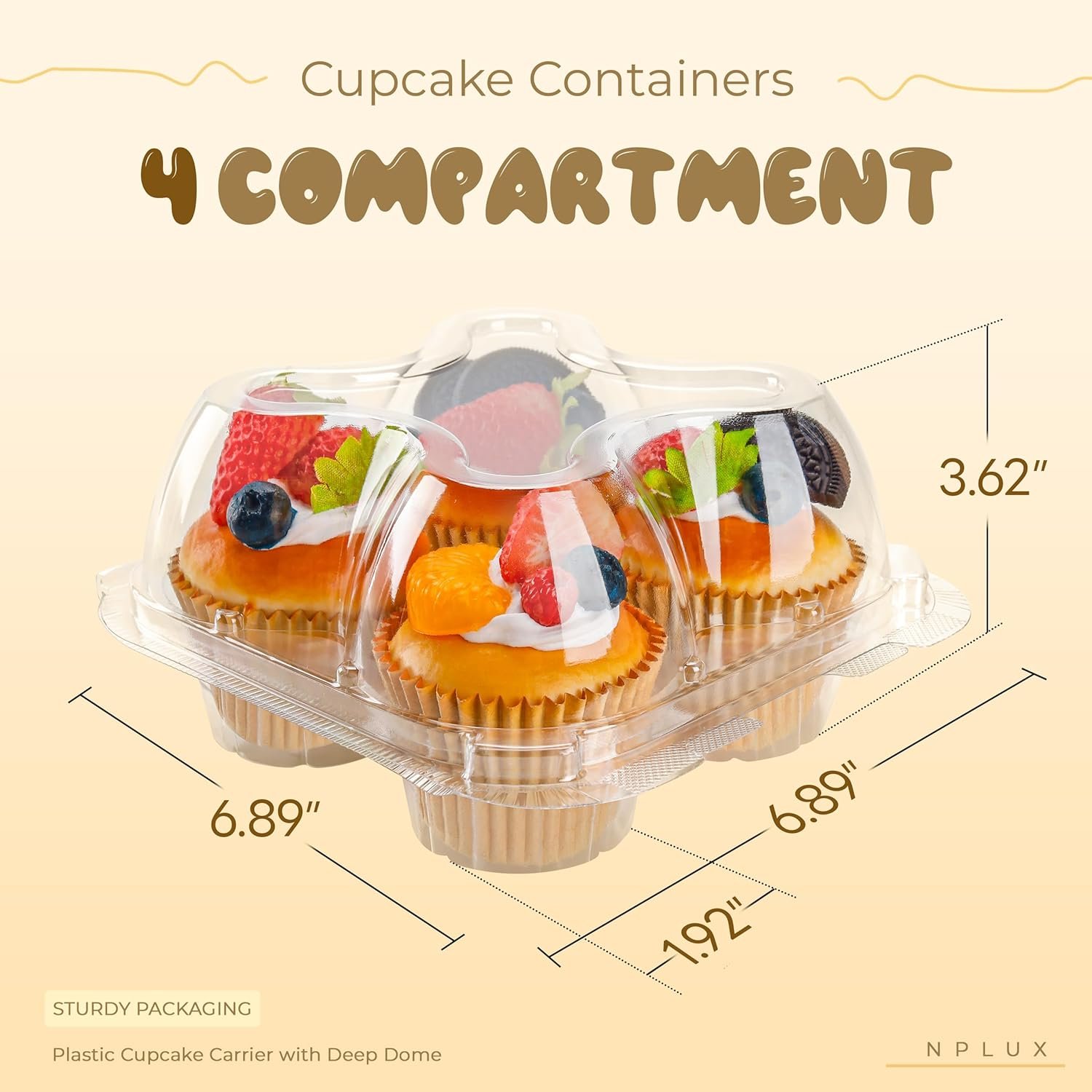 Wholesale 4-Compartment Cupcake Containers 40-Pack Airtight Holders for 160 Cupcakes Muffins BPA-Free Standard Size Factory