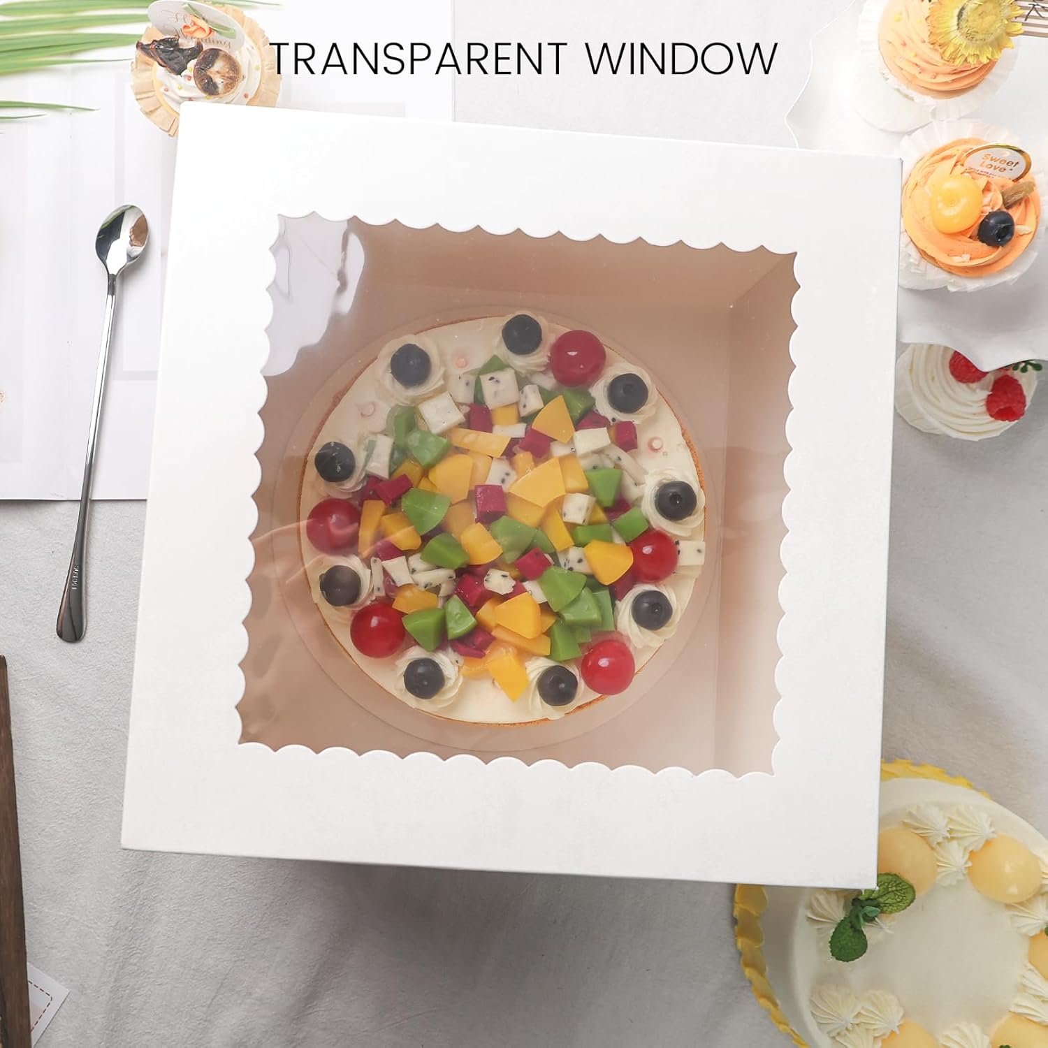 Wholesale 2 Pack 10x10x8 Inch White Cake Boxes with Window Lids Bakery Containers for Donuts Pies Cookies Birthday Parties Weddings Factory