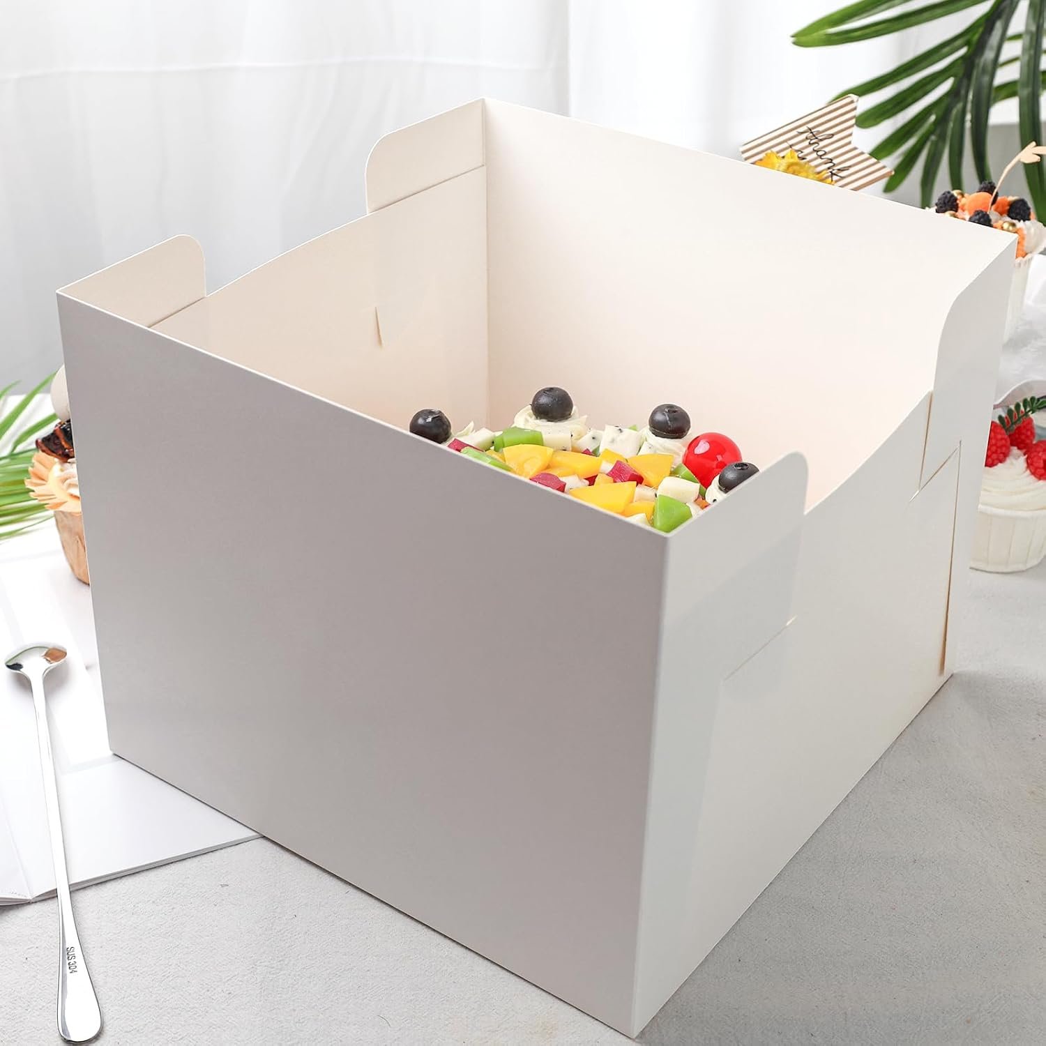 Wholesale 2 Pack 10x10x8 Inch White Cake Boxes with Window Lids Bakery Containers for Donuts Pies Cookies Birthday Parties Weddings Factory