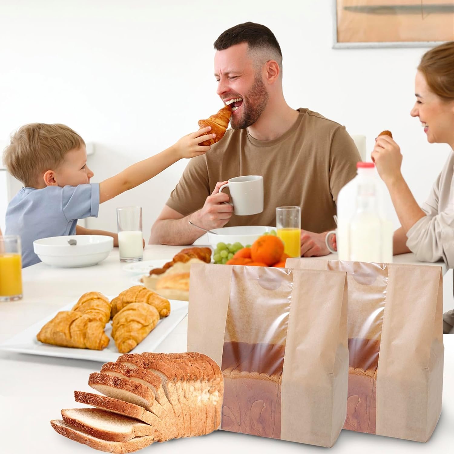 Wholesale 50 Pcs Large 13.8 x 9.5 Inch Paper Bread Bags with Window for Homemade Sourdough Toast and Gift Giving Stickers Factory