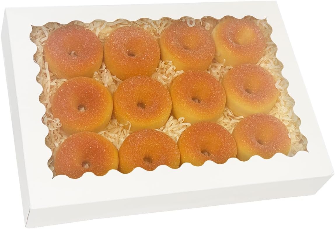 Wholesale Auto-Pop Up White Cookie Boxes with Window 14x10x2.5 Inch 24 Pack for Bakery Pastry Macaron Packaging Factory