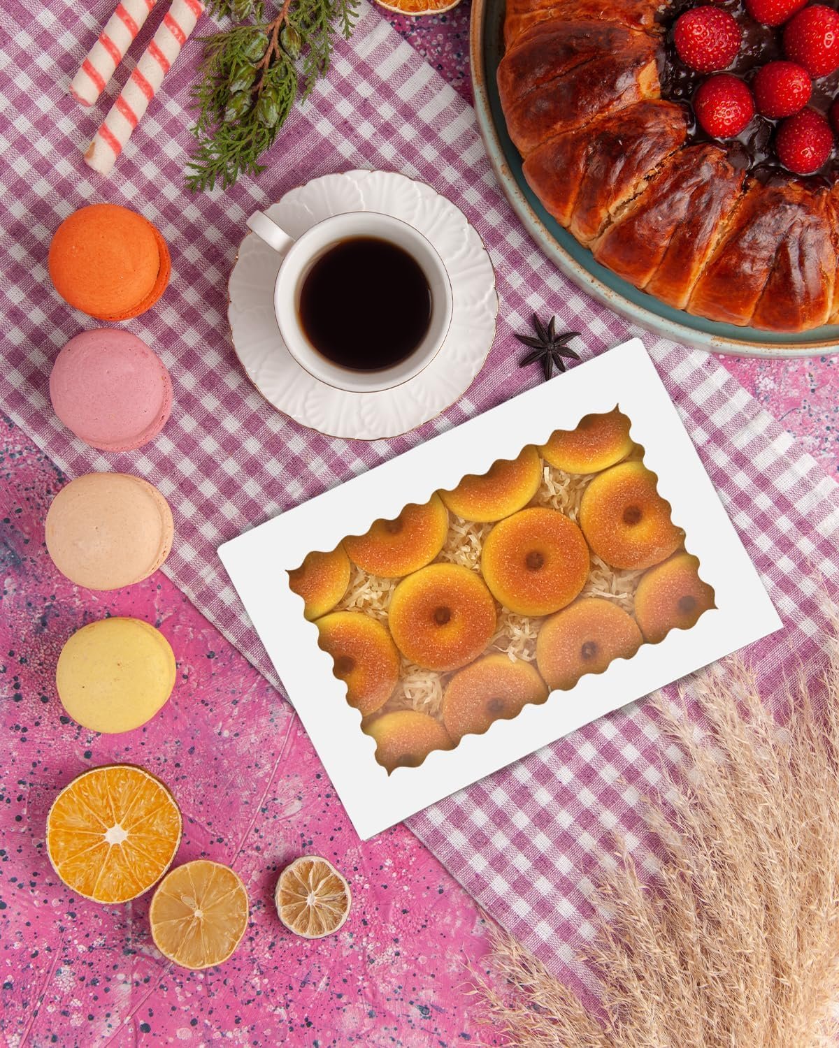 Wholesale Auto-Pop Up White Cookie Boxes with Window 14x10x2.5 Inch 24 Pack for Bakery Pastry Macaron Packaging Factory