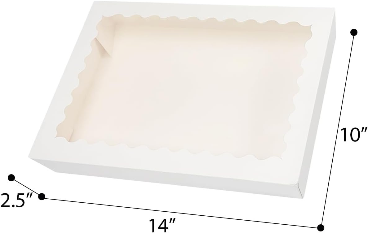 Wholesale Auto-Pop Up White Cookie Boxes with Window 14x10x2.5 Inch 24 Pack for Bakery Pastry Macaron Packaging Factory