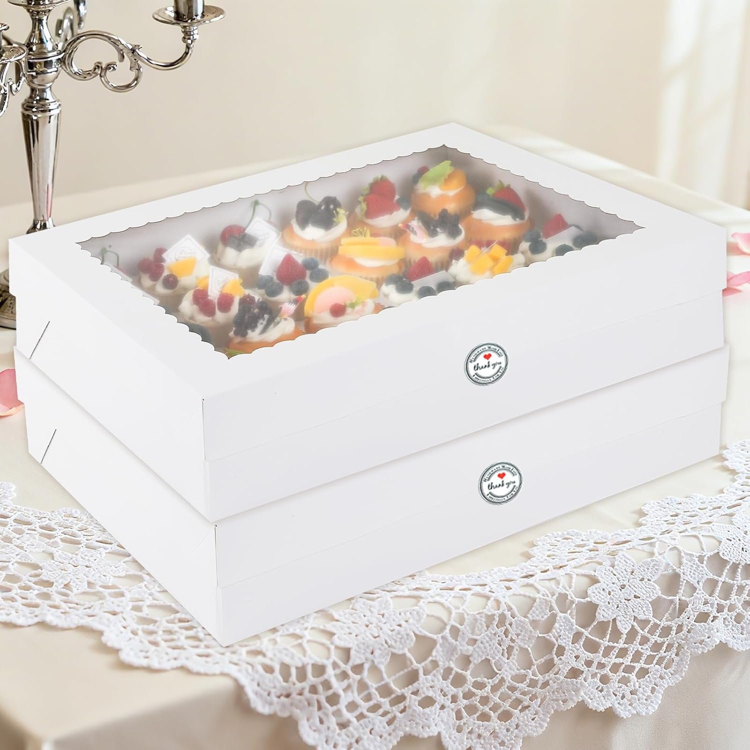 Wholesale 8 Pack 24 Count Cupcake Boxes with Windows Inserts Disposable Containers for Muffins Treats Pastries 19x14x3.9 Inch White Factory Wholesale 8 Pack 24 Count Cupcake Boxes with Windows Inserts Disposable Containers for Muffins Treats Pastries 19x14x3.9 Inch White Factory