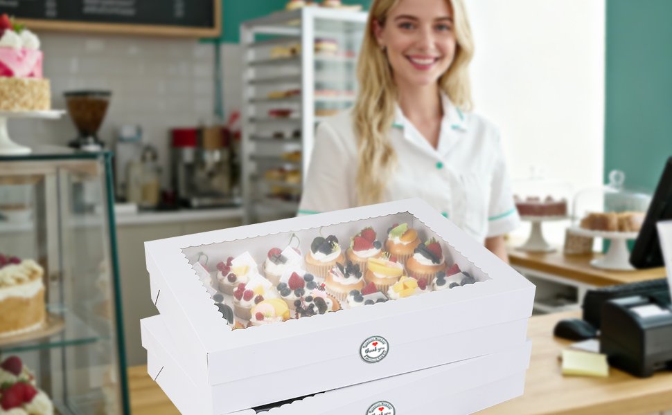 Wholesale 8 Pack 24 Count Cupcake Boxes with Windows Inserts Disposable Containers for Muffins Treats Pastries 19x14x3.9 Inch White Factory Wholesale 8 Pack 24 Count Cupcake Boxes with Windows Inserts Disposable Containers for Muffins Treats Pastries 19x14x3.9 Inch White Factory