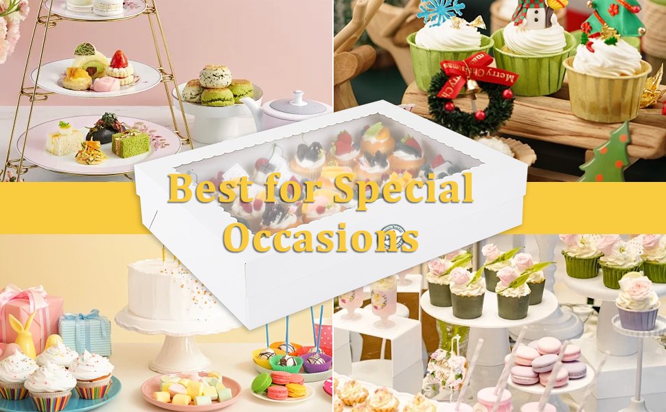 Wholesale 8 Pack 24 Count Cupcake Boxes with Windows Inserts Disposable Containers for Muffins Treats Pastries 19x14x3.9 Inch White Factory Wholesale 8 Pack 24 Count Cupcake Boxes with Windows Inserts Disposable Containers for Muffins Treats Pastries 19x14x3.9 Inch White Factory