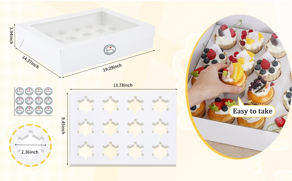 Wholesale 8 Pack 24 Count Cupcake Boxes with Windows Inserts Disposable Containers for Muffins Treats Pastries 19x14x3.9 Inch White Factory Wholesale 8 Pack 24 Count Cupcake Boxes with Windows Inserts Disposable Containers for Muffins Treats Pastries 19x14x3.9 Inch White Factory