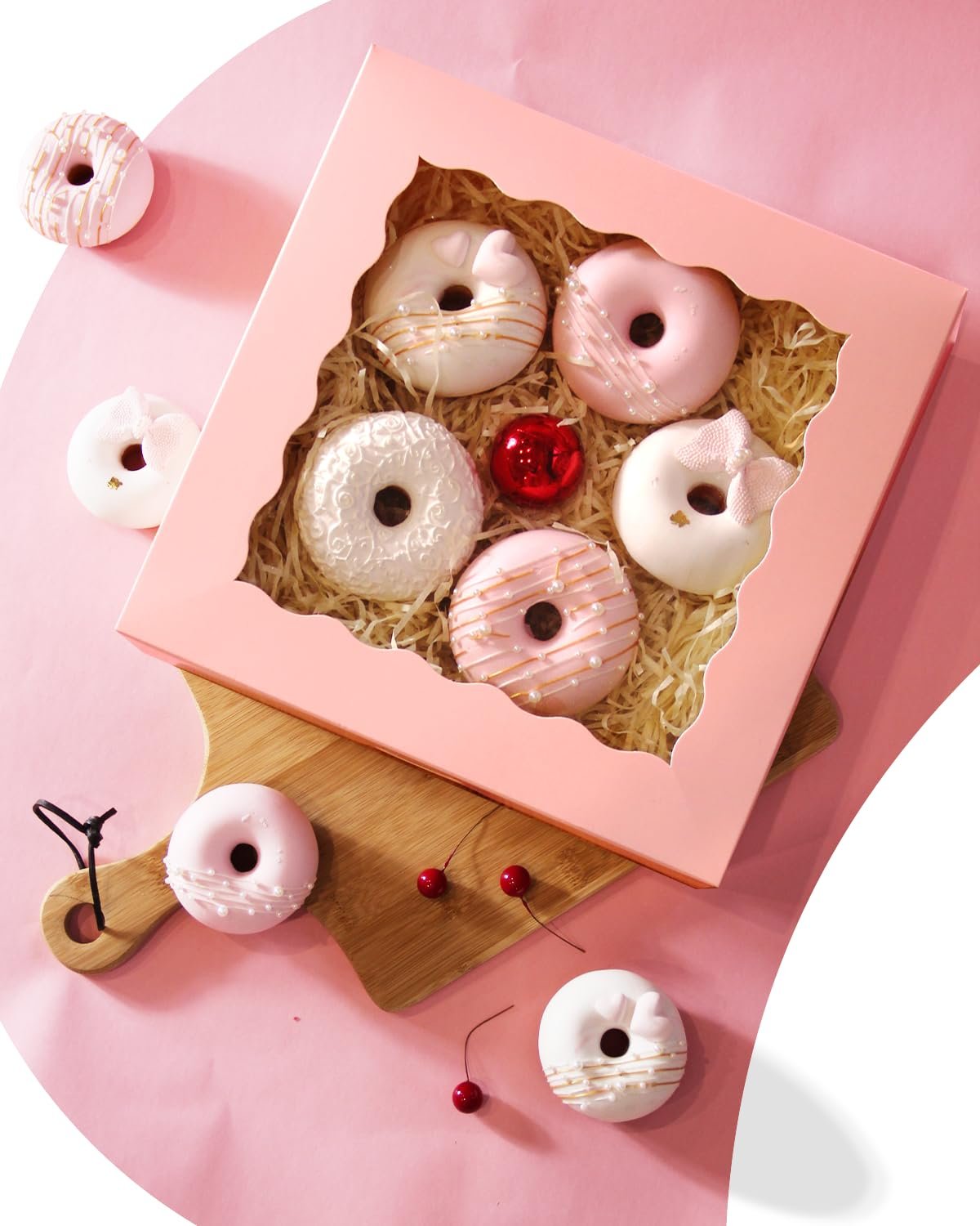 Wholesale 8x8x2.5 Inch Pink Pastry Boxes with Window for Donuts Pies 12 Pack Bakery Auto Pop Up Factory Wholesale 8x8x2.5 Inch Pink Pastry Boxes with Window for Donuts Pies 12 Pack Bakery Auto Pop Up Factory